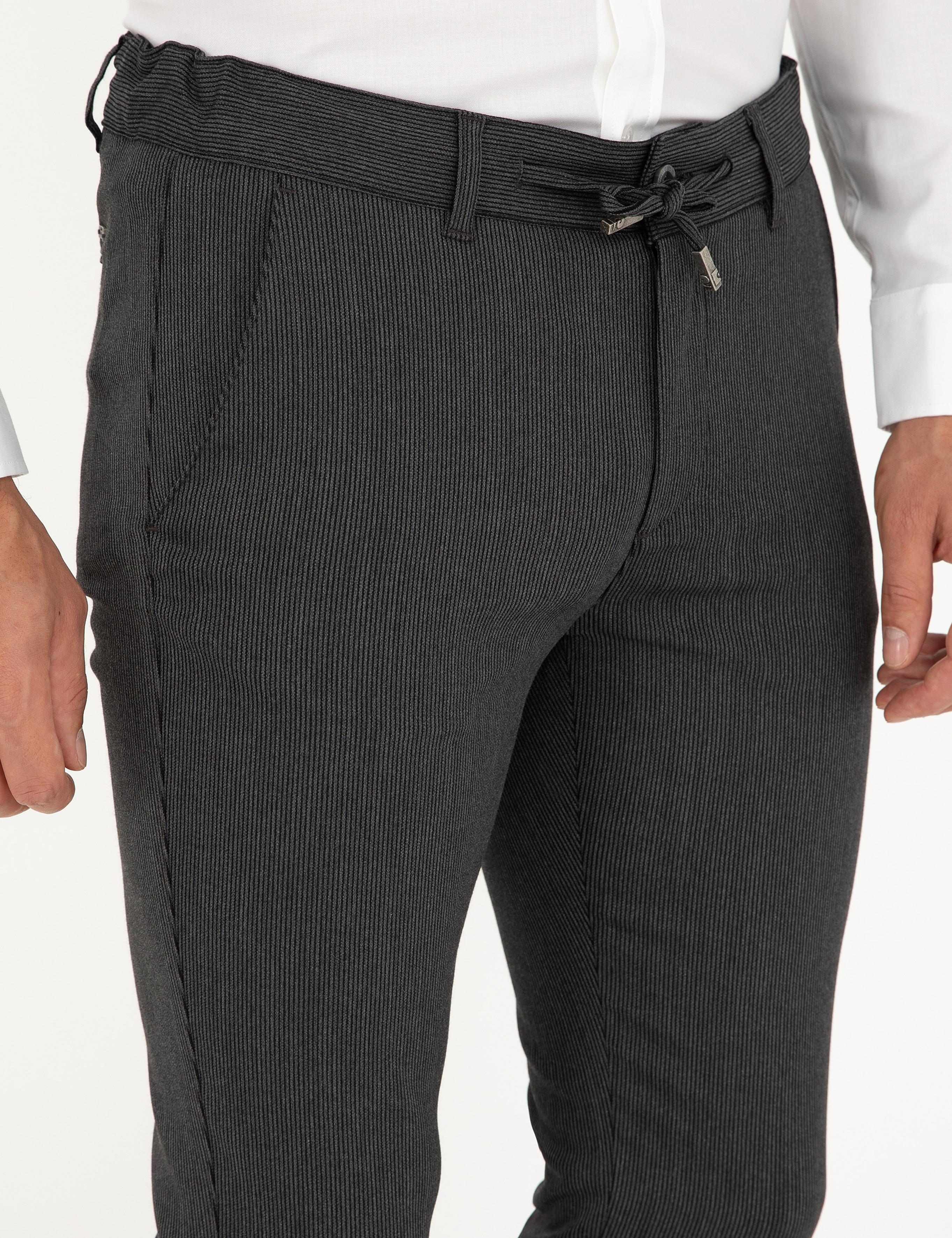 Antrasit Slim Fit Jogger Kanvas Pantolon