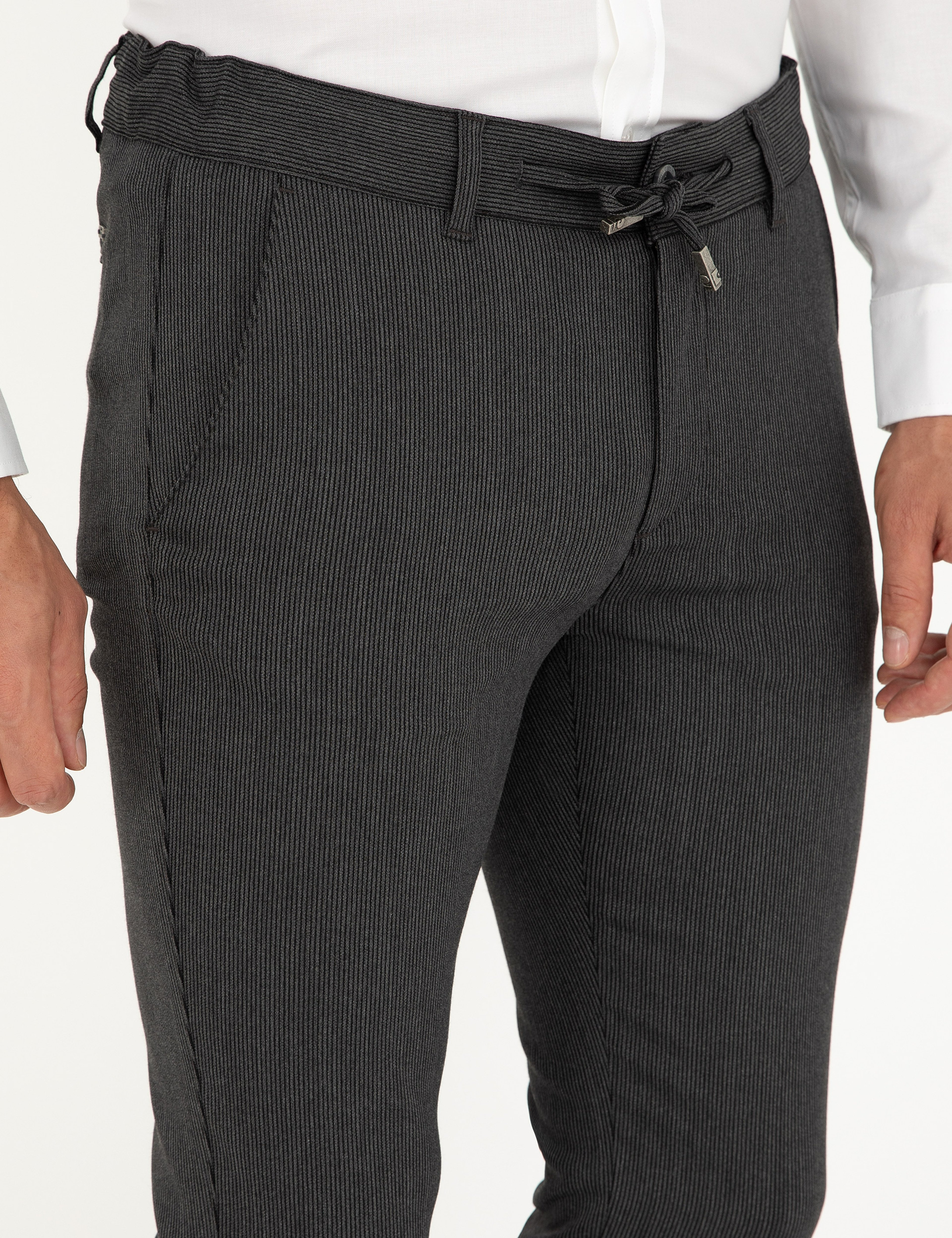 Antrasit Slim Fit Jogger Kanvas Pantolon - Image 5