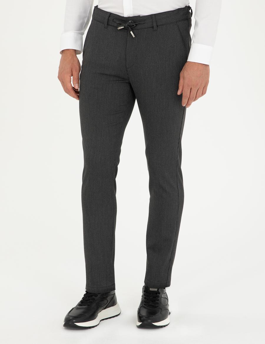 Antrasit Slim Fit Jogger Kanvas Pantolon