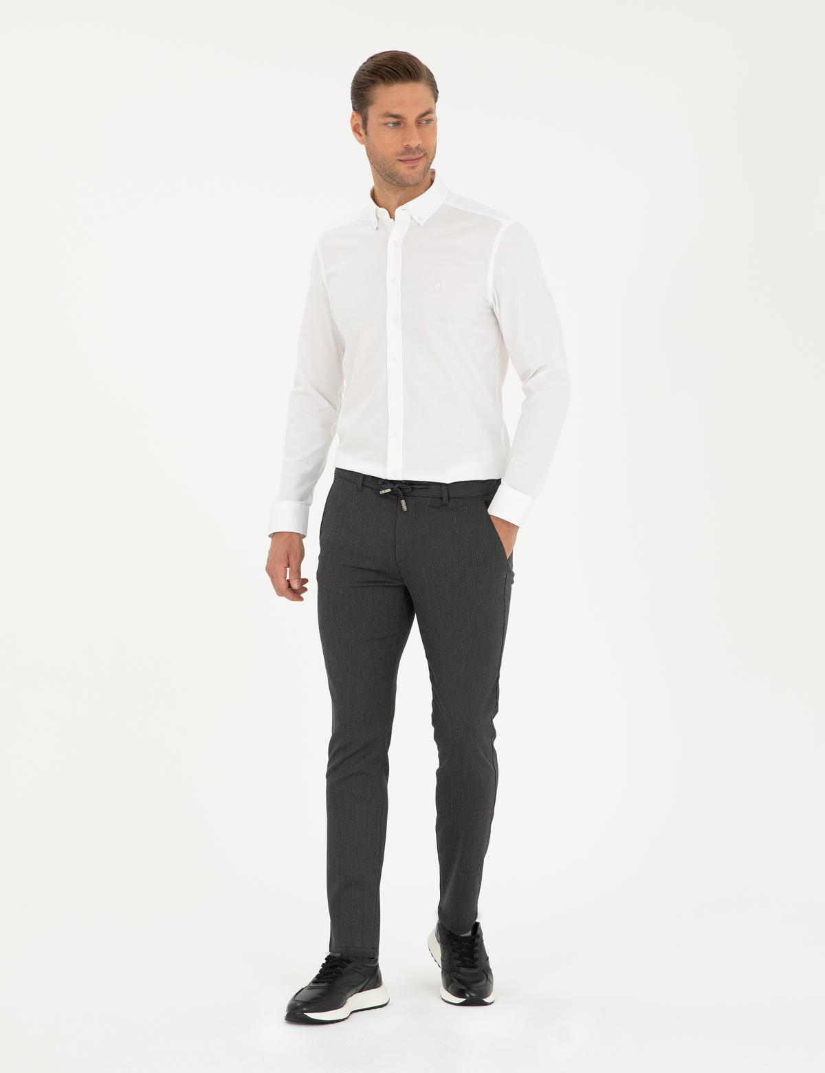 Antrasit Slim Fit Jogger Kanvas Pantolon - 50296207003