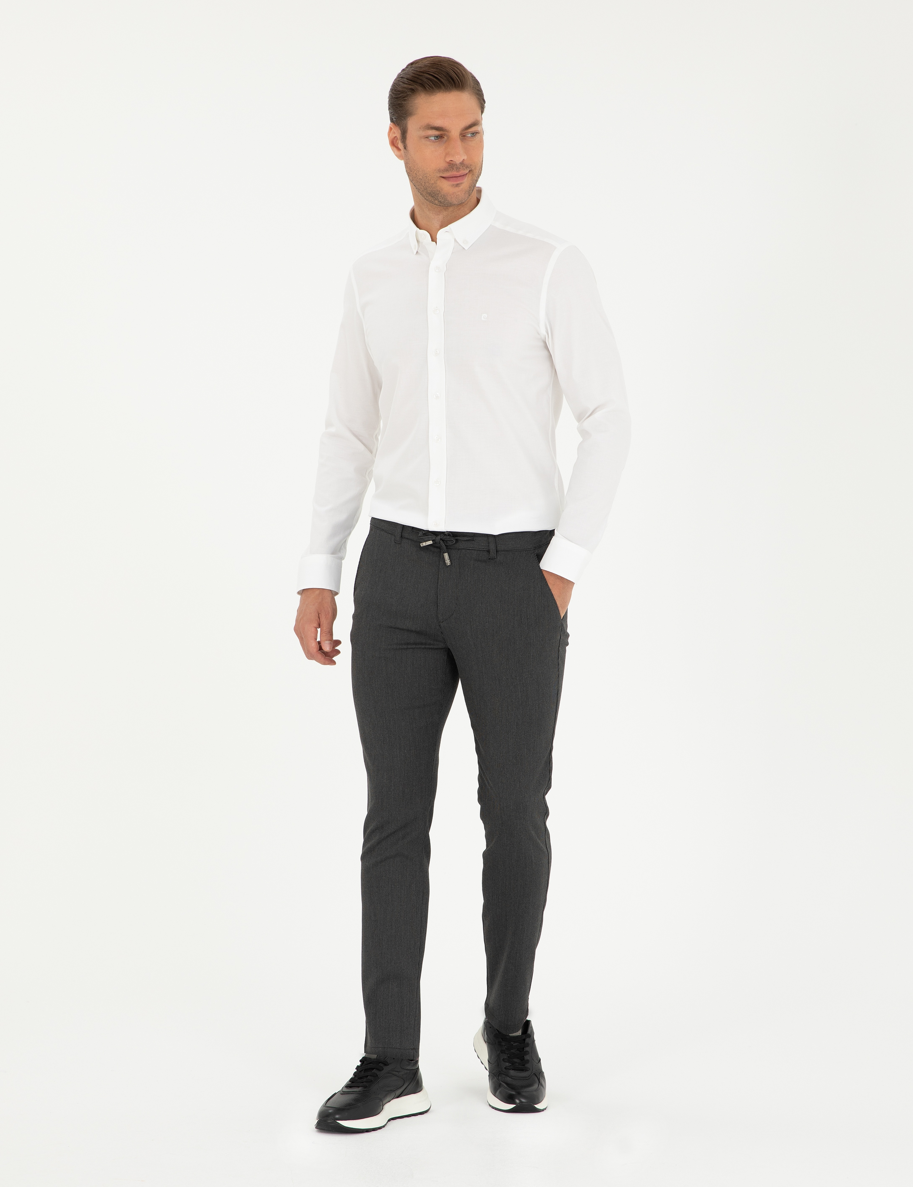 Antrasit Slim Fit Jogger Kanvas Pantolon - Image 3