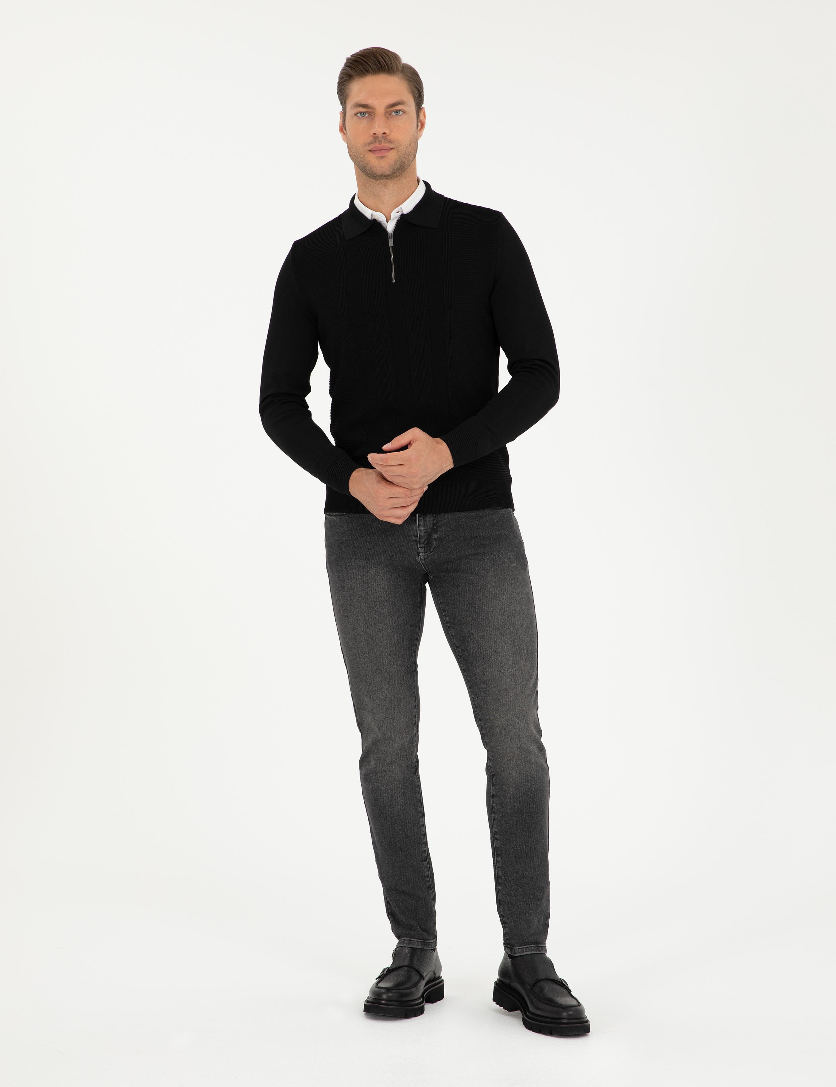 Antrasit Slim Fit Jean Pantolon