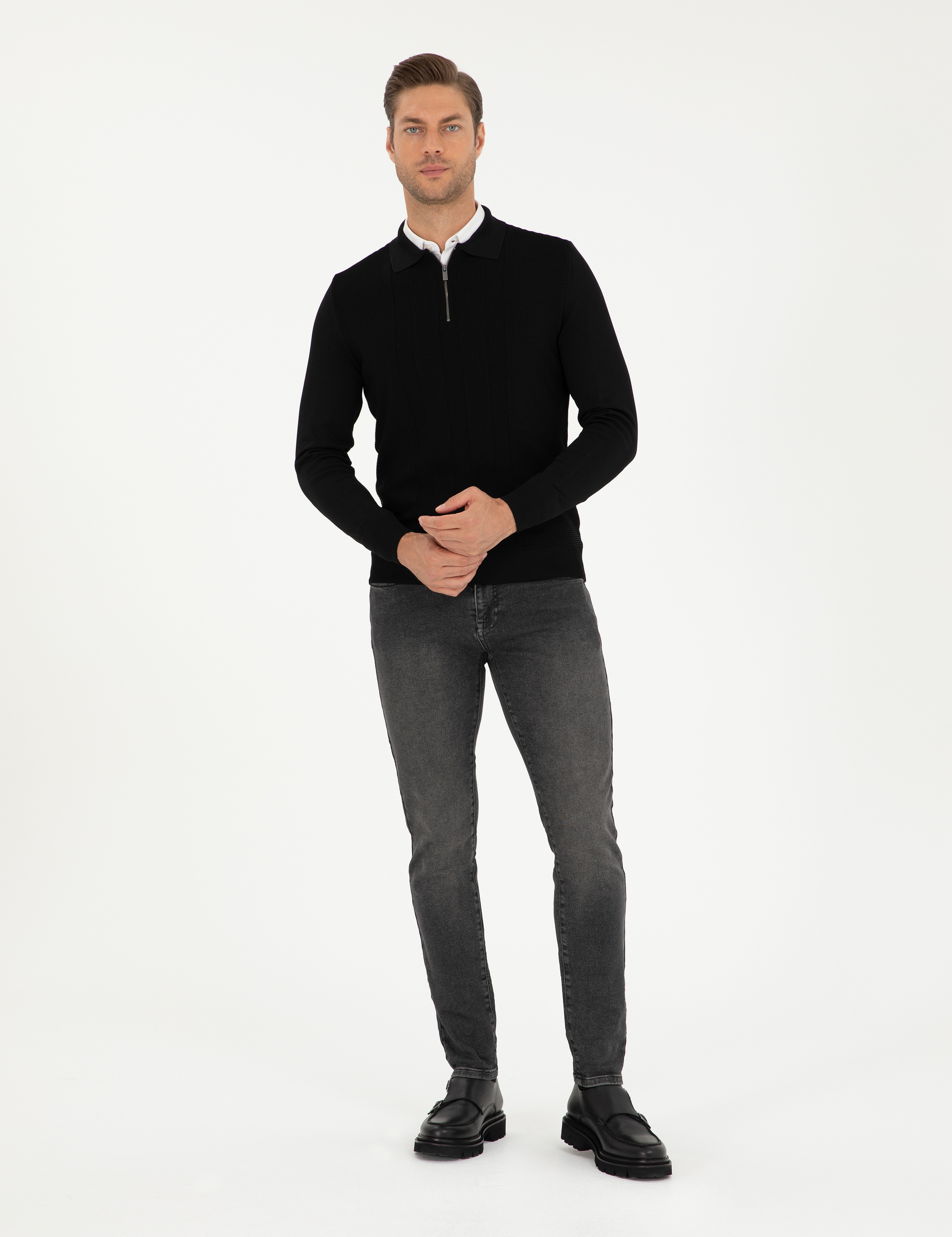 Antrasit Slim Fit Jean Pantolon - Image 3