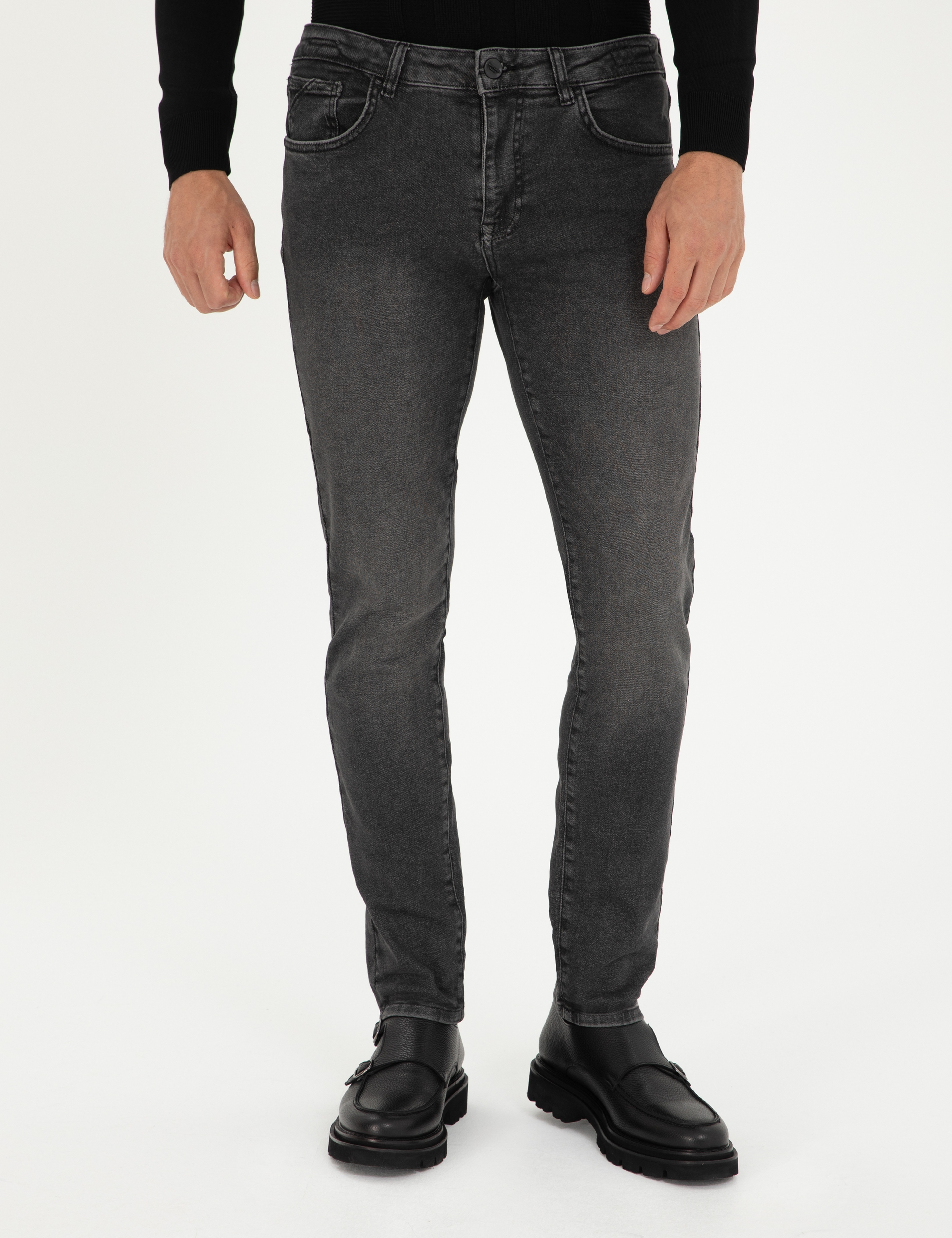 Antrasit Slim Fit Jean Pantolon - Image 2