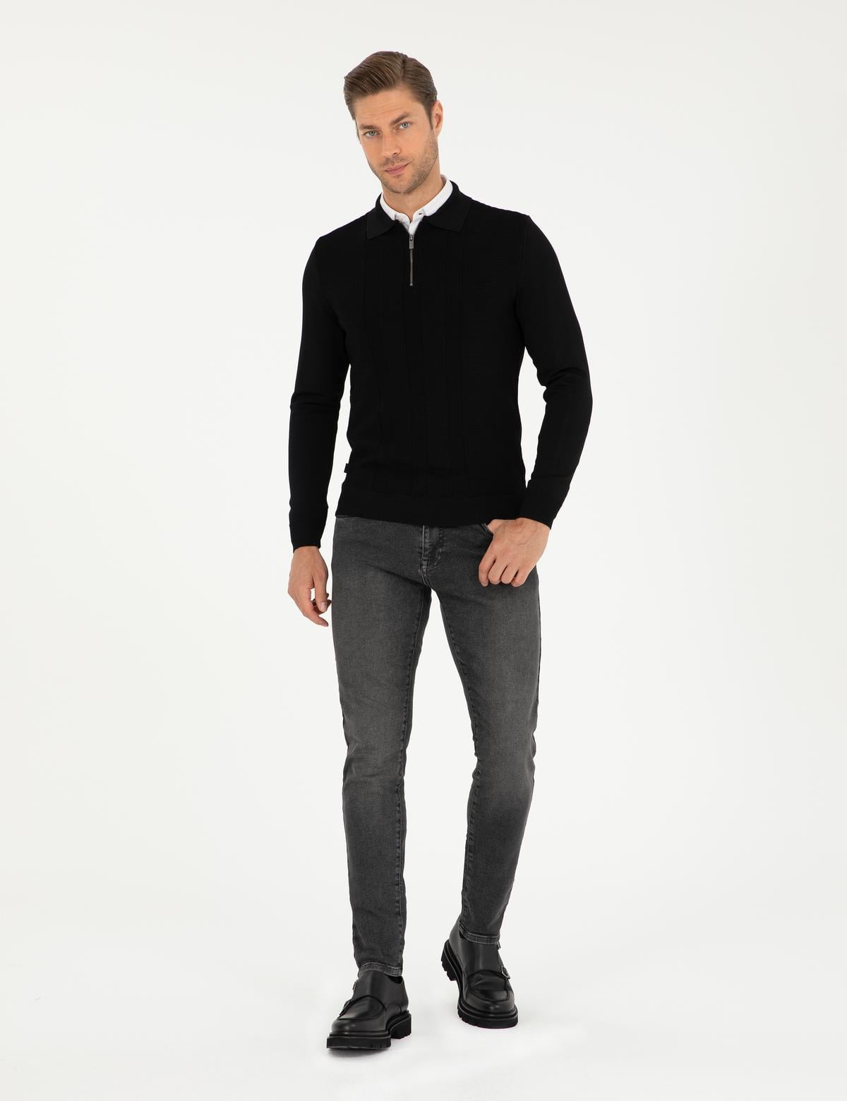 Antrasit Slim Fit Jean Pantolon