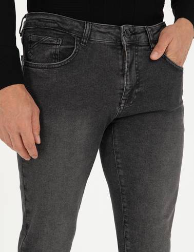 Antrasit Slim Fit Jean Pantolon