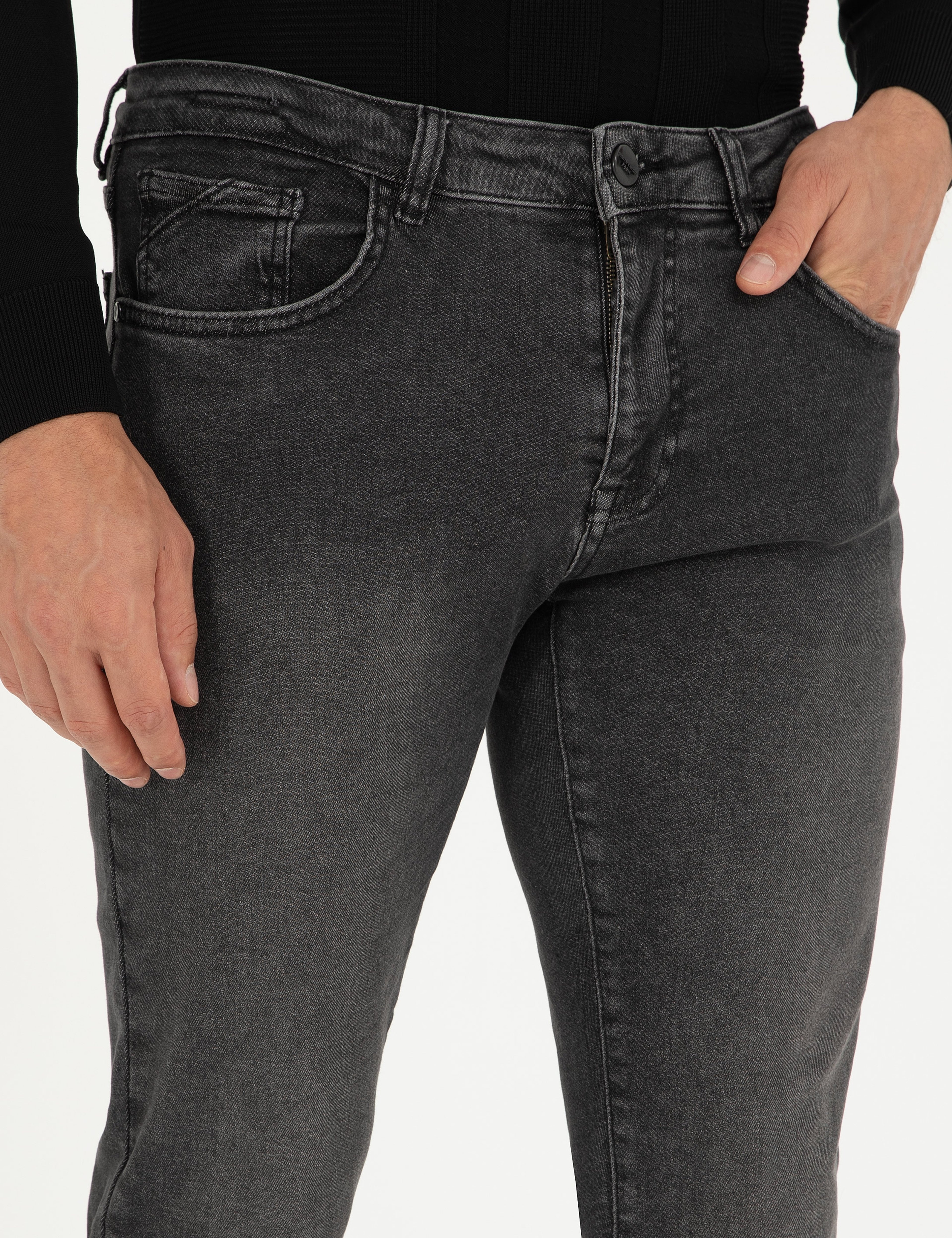 Antrasit Slim Fit Jean Pantolon - Image 5