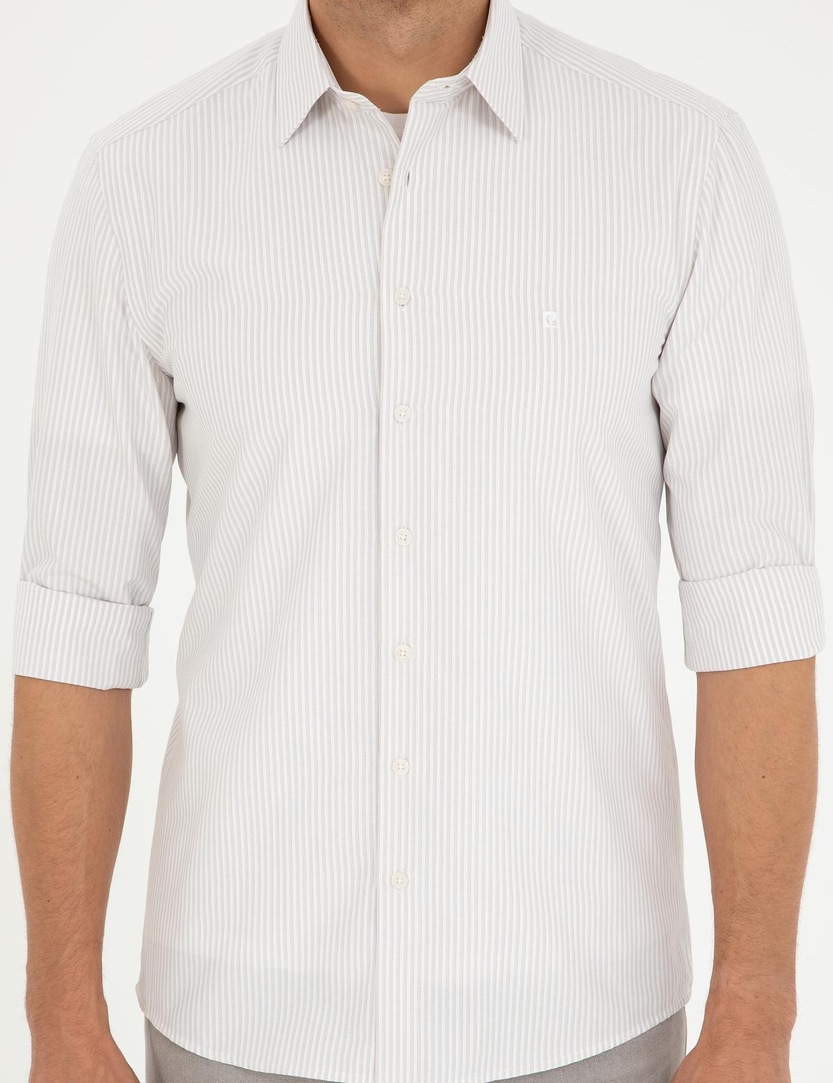 Açık Gri Slim Fit Uzun Kollu Gömlek - 50252477007