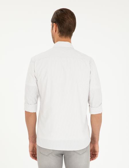 Açık Gri Slim Fit Uzun Kollu Gömlek - 50252477007