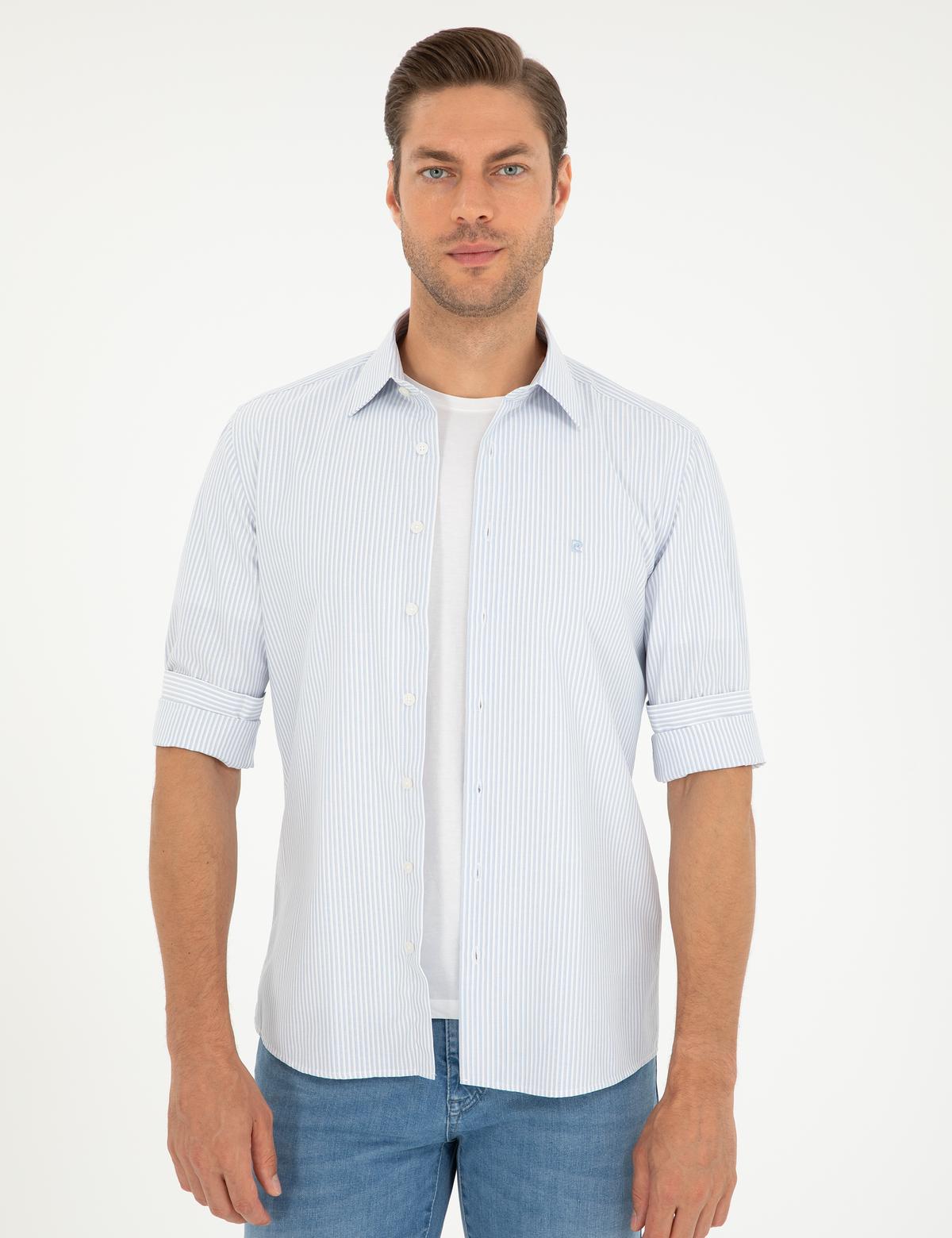 Açık Mavi Slim Fit Uzun Kollu Gömlek - 50252477016