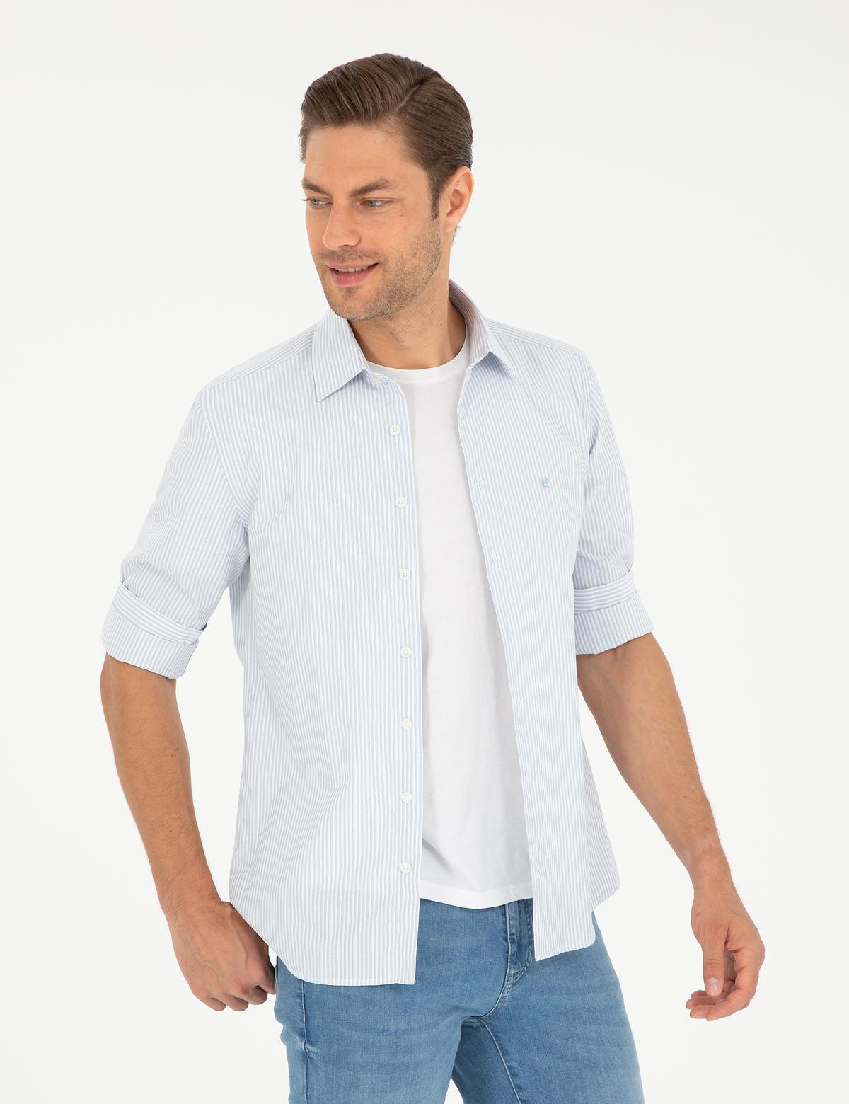 Açık Mavi Slim Fit Uzun Kollu Gömlek