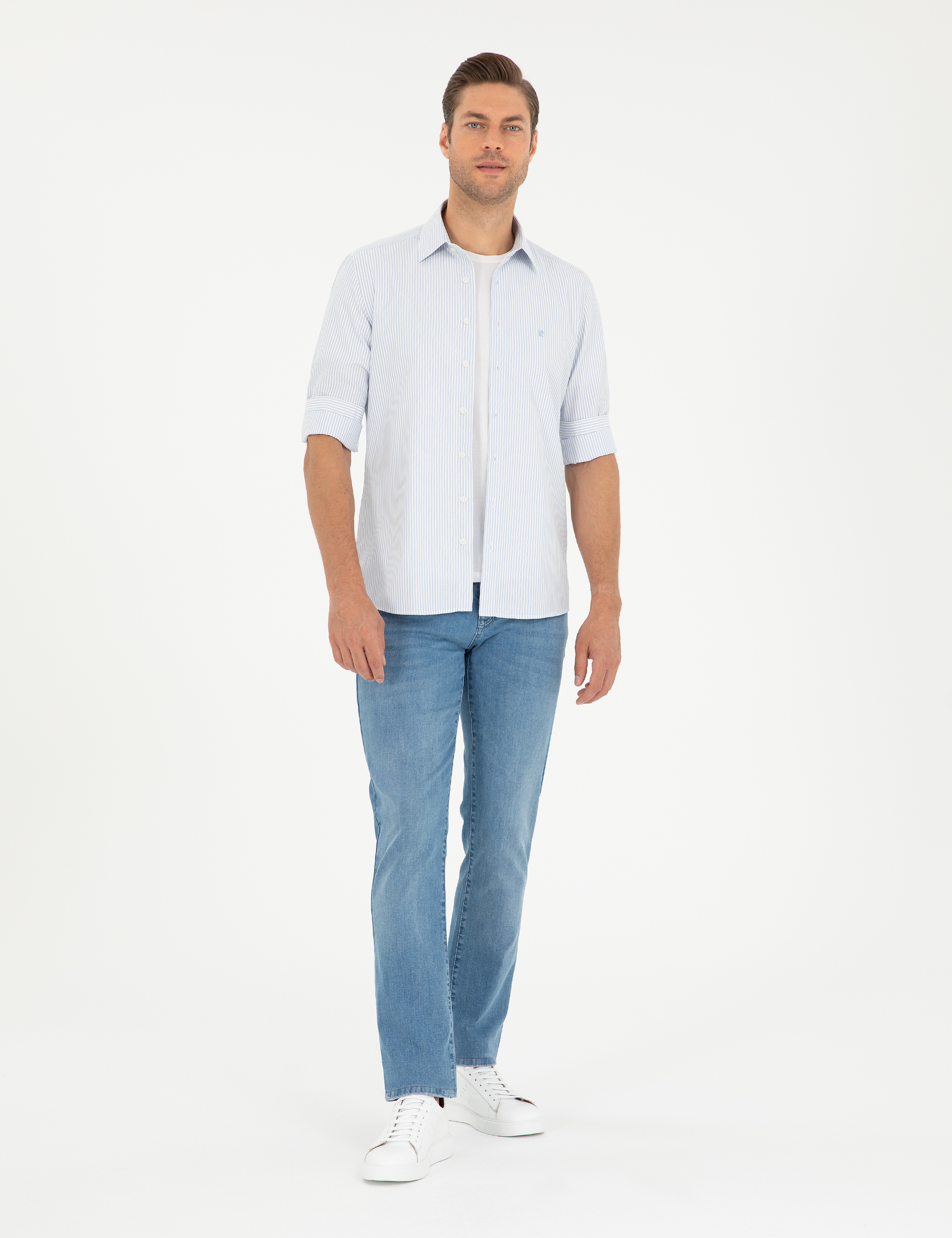 Açık Mavi Slim Fit Uzun Kollu Gömlek