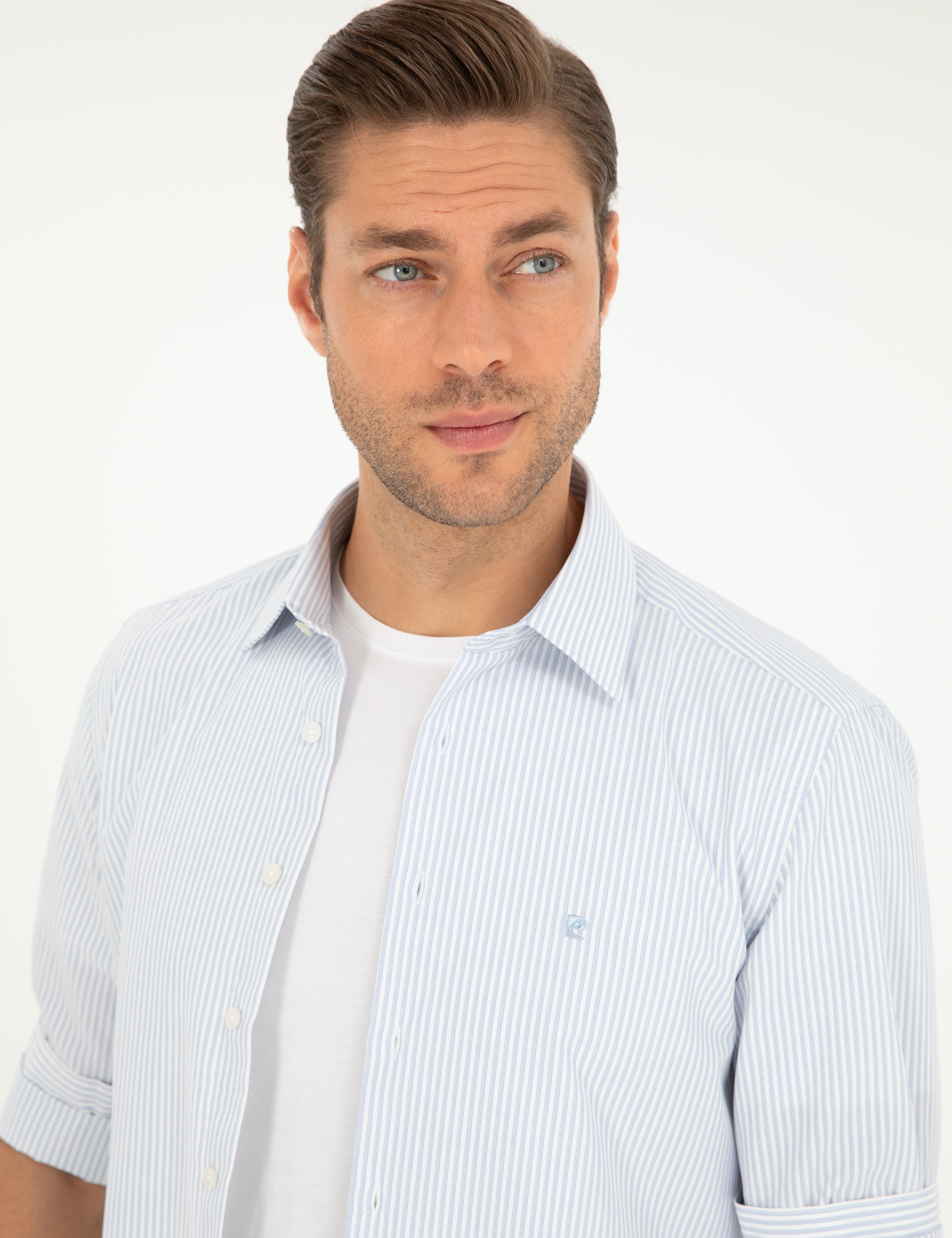 Açık Mavi Slim Fit Uzun Kollu Gömlek