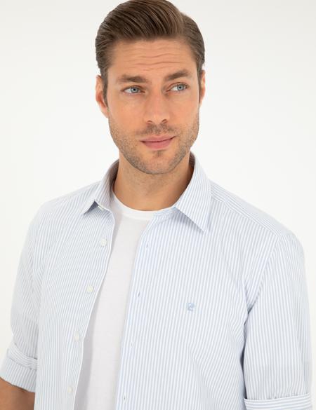 Açık Mavi Slim Fit Uzun Kollu Gömlek - 50252477016