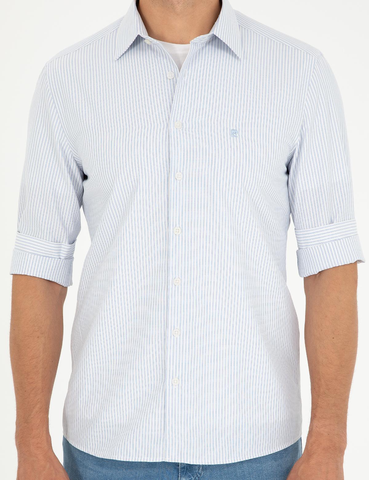 Açık Mavi Slim Fit Uzun Kollu Gömlek - 50252477016