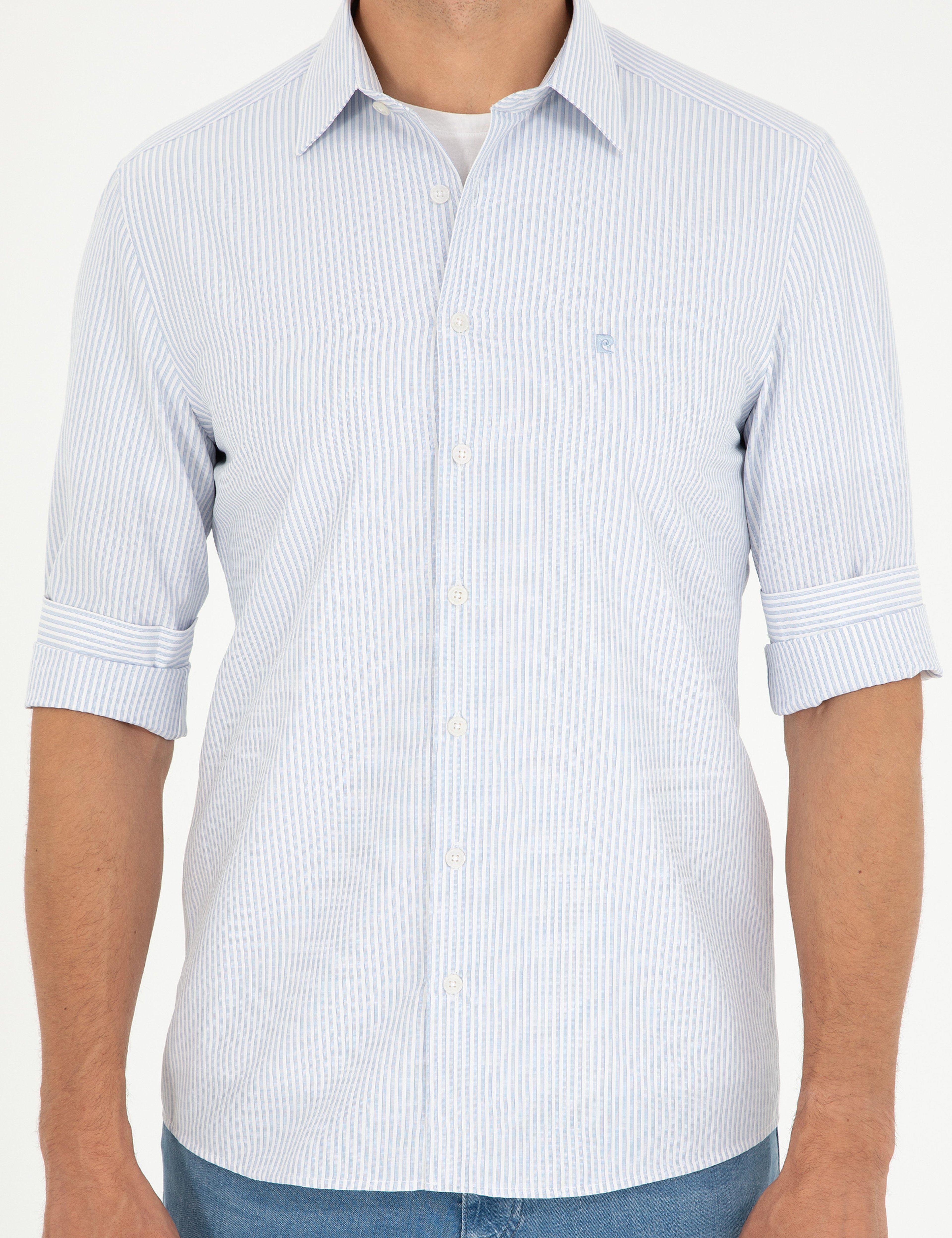 Açık Mavi Slim Fit Uzun Kollu Gömlek