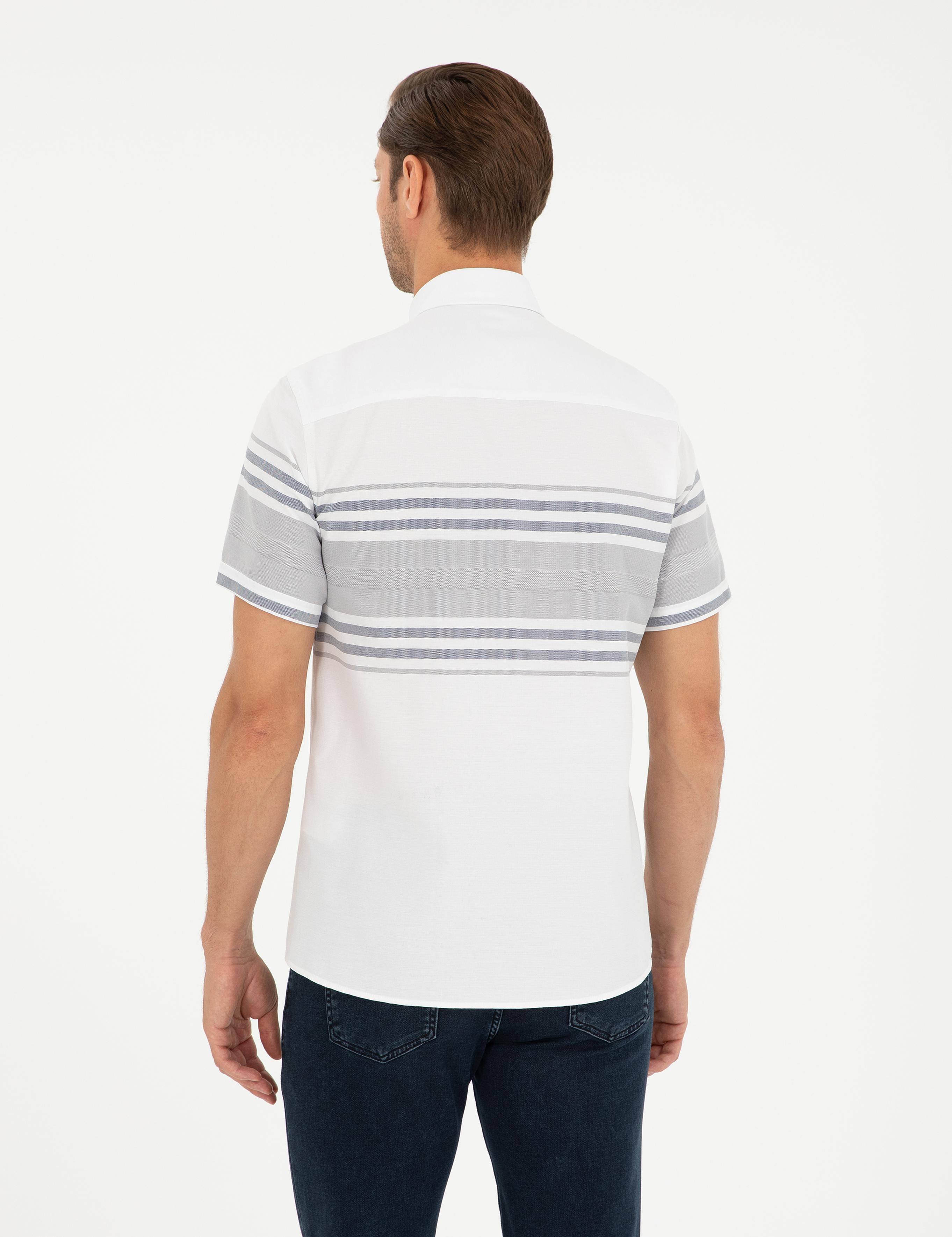 Lacivert Regular Fit Kısa Kollu Gömlek