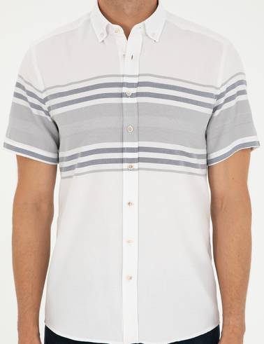 Lacivert Regular Fit Kısa Kollu Gömlek