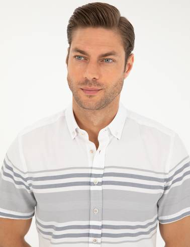 Lacivert Regular Fit Kısa Kollu Gömlek