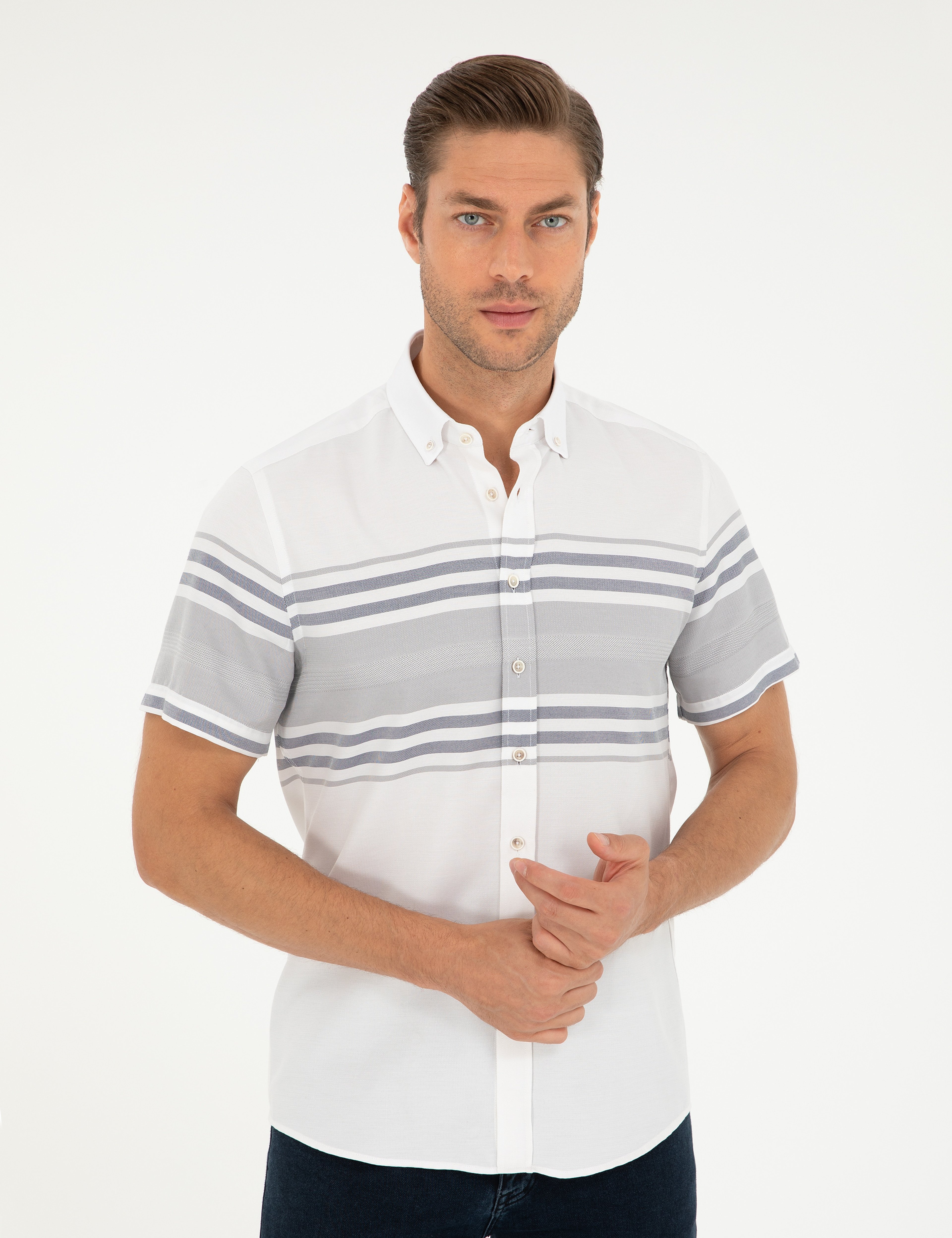 Lacivert Regular Fit Kısa Kollu Gömlek