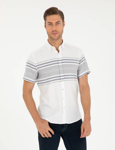 Lacivert Regular Fit Kısa Kollu Gömlek