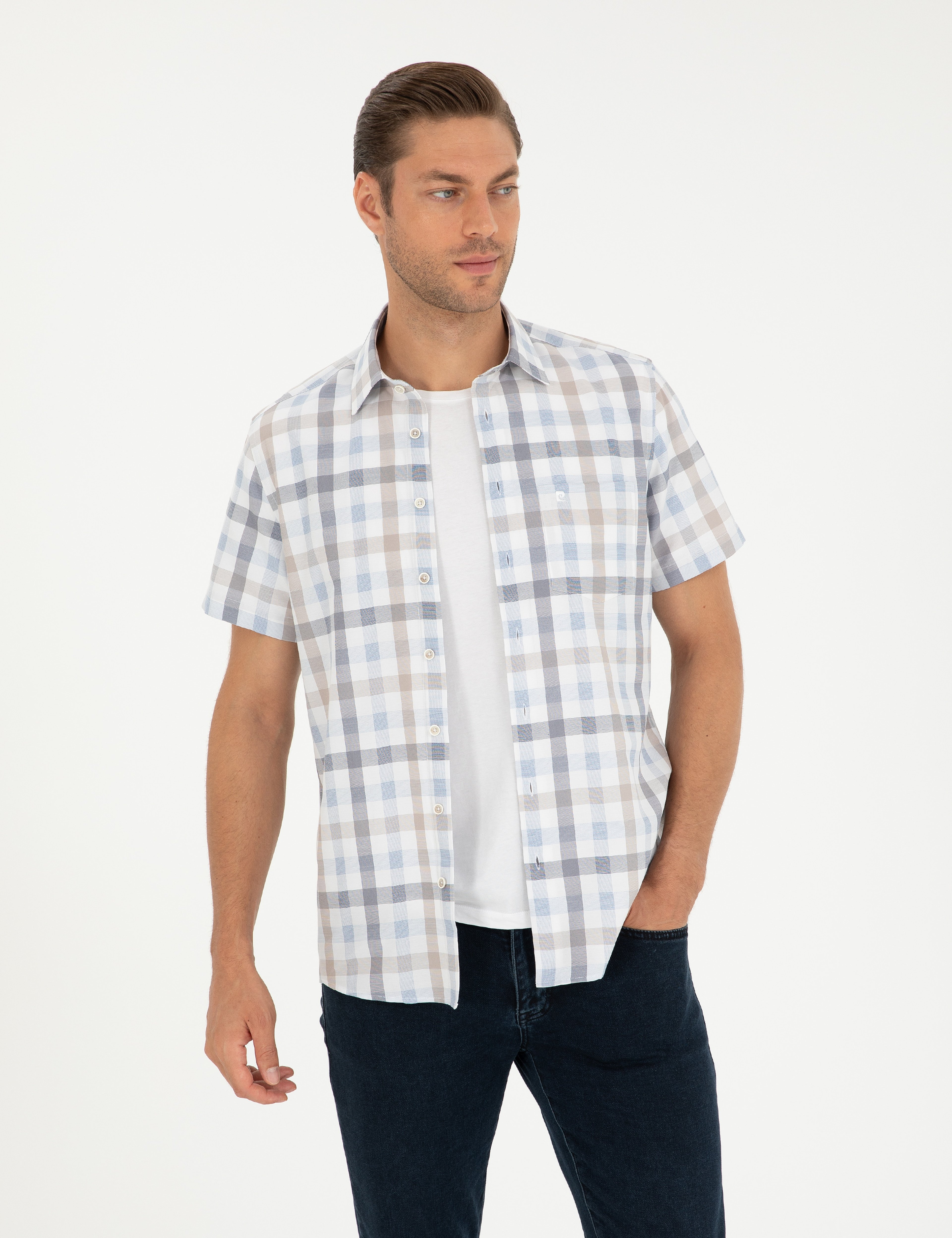 Mavi Regular Fit Kısa Kollu Gömlek - Image 1