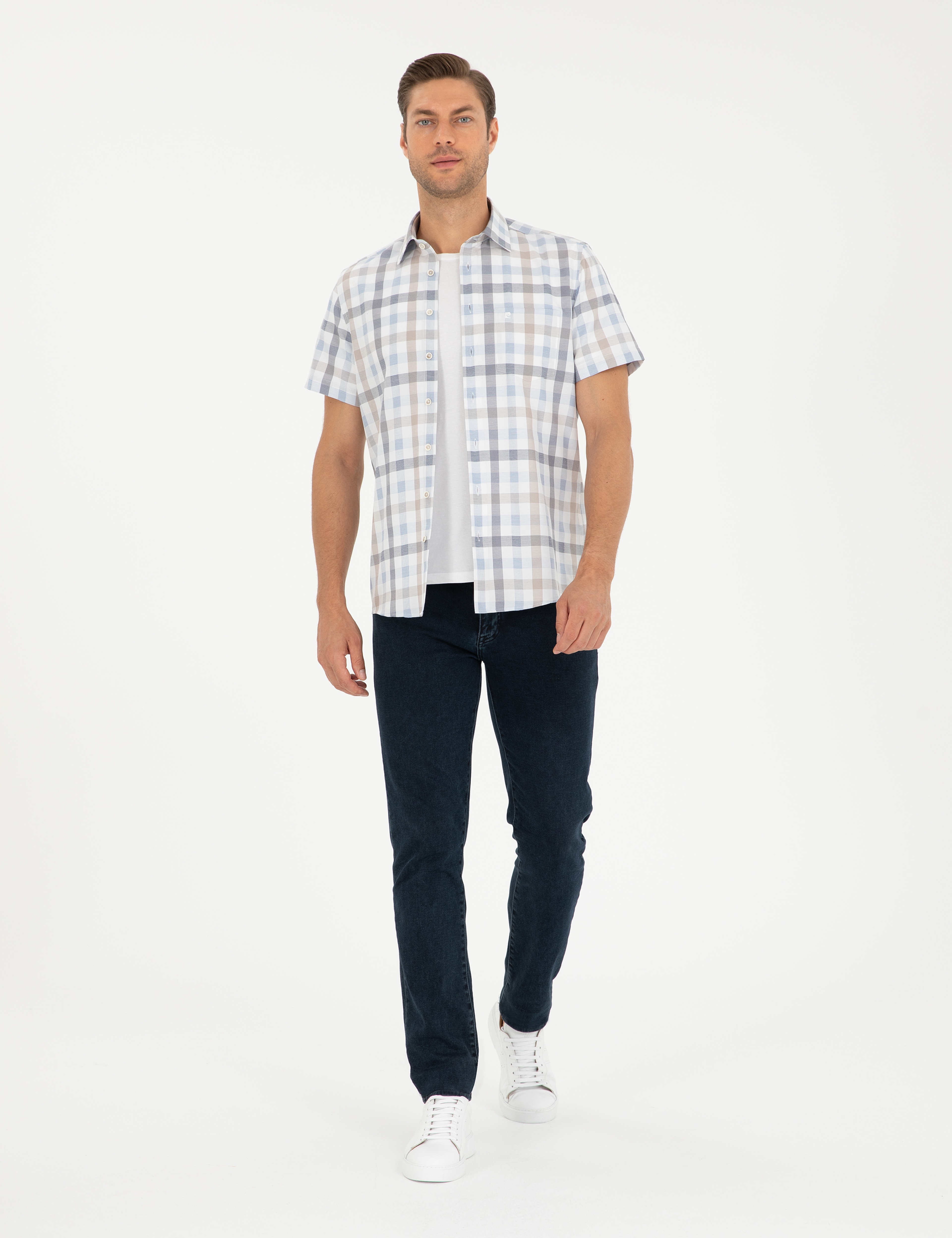 Mavi Regular Fit Kısa Kollu Gömlek - Image 4
