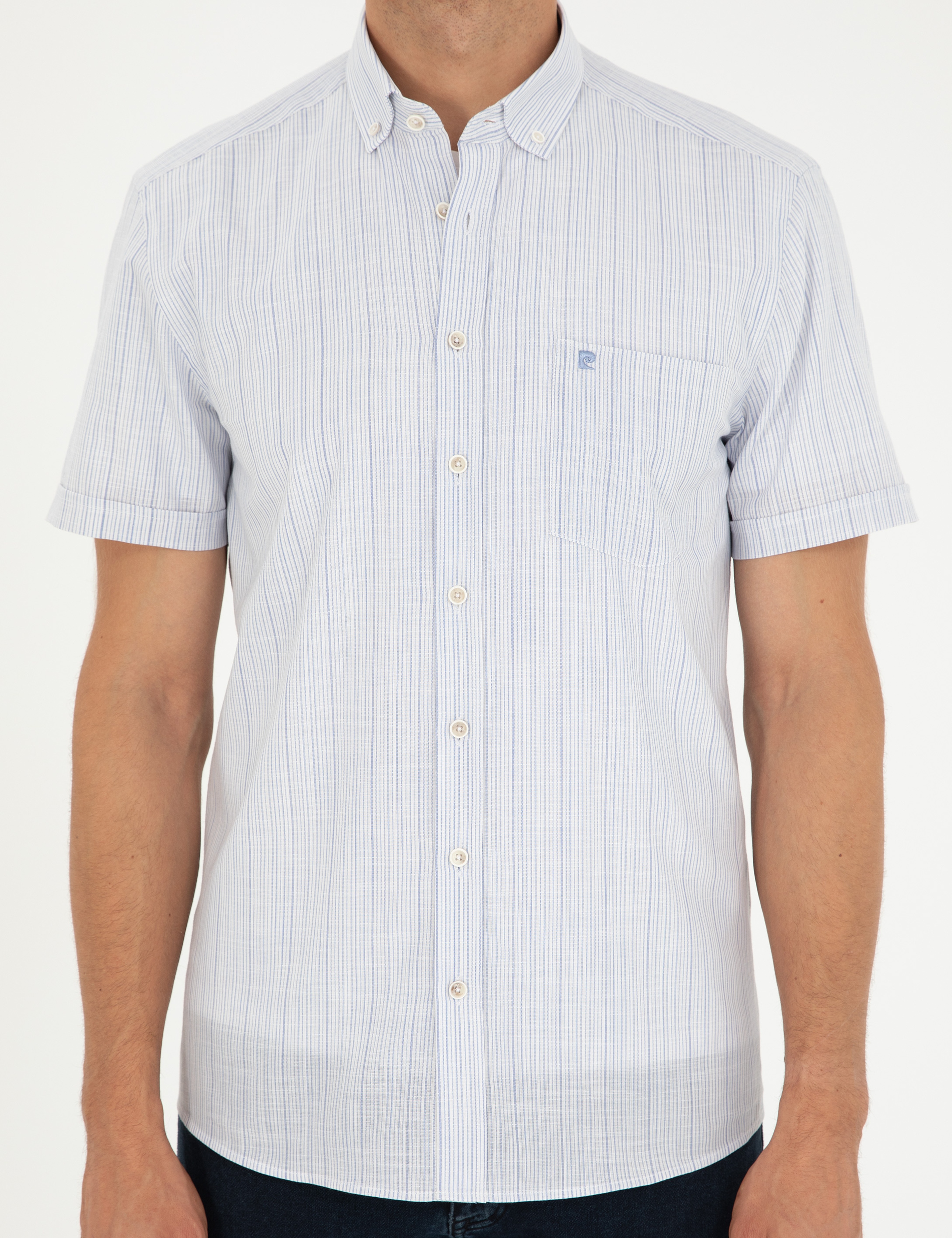 Mavi Regular Fit Kısa Kollu Gömlek - Image 6