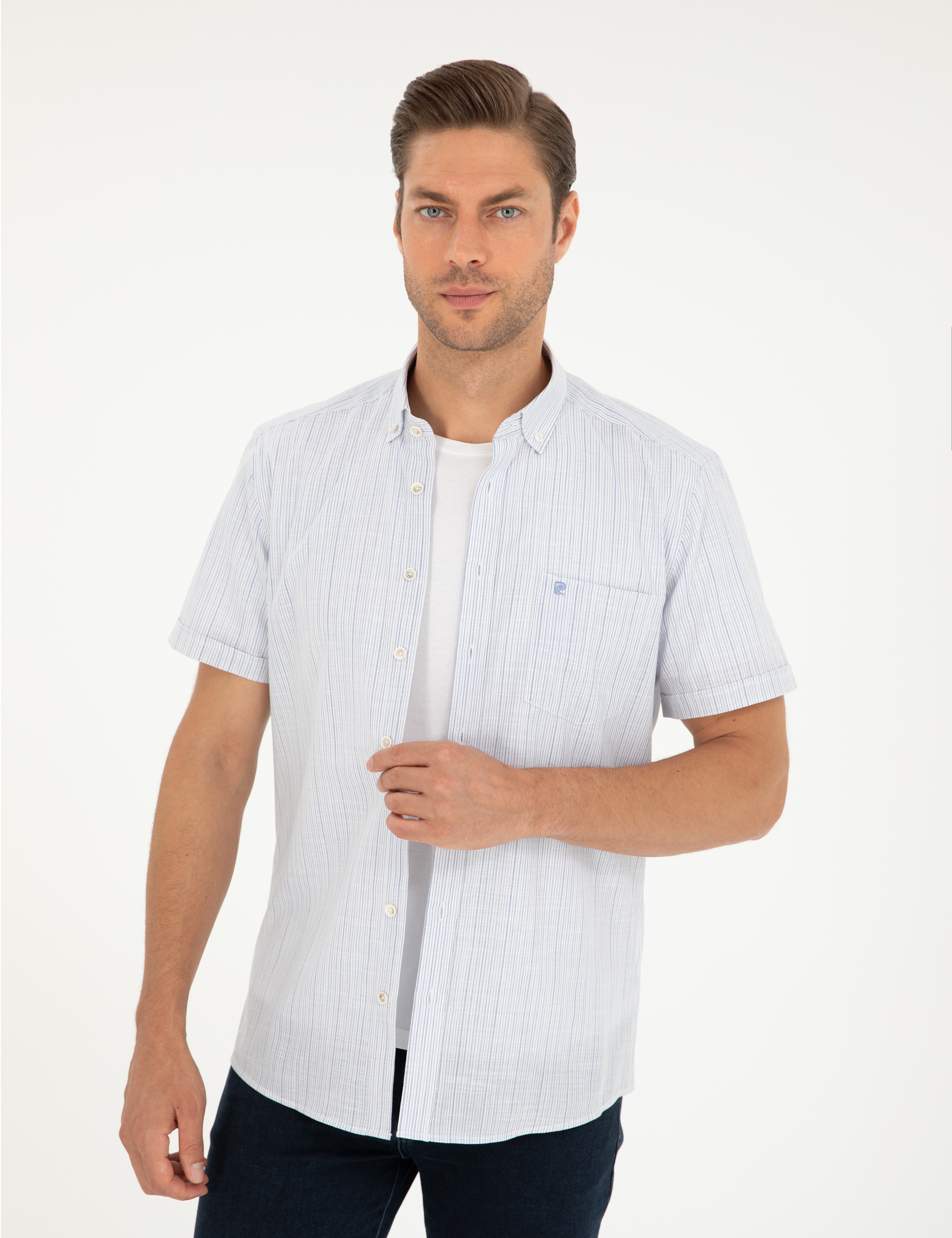 Mavi Regular Fit Kısa Kollu Gömlek - Image 3
