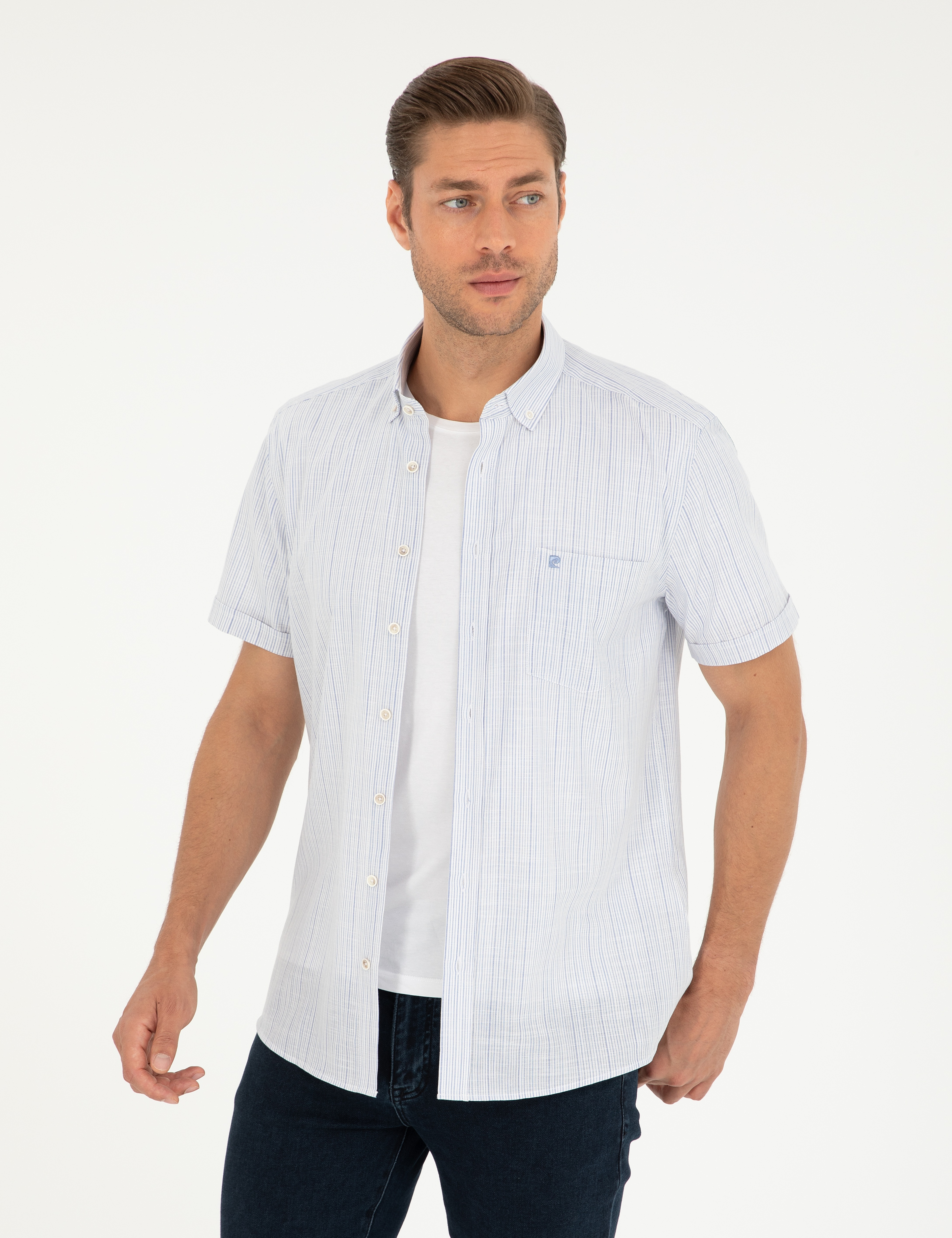 Mavi Regular Fit Kısa Kollu Gömlek - Image 1