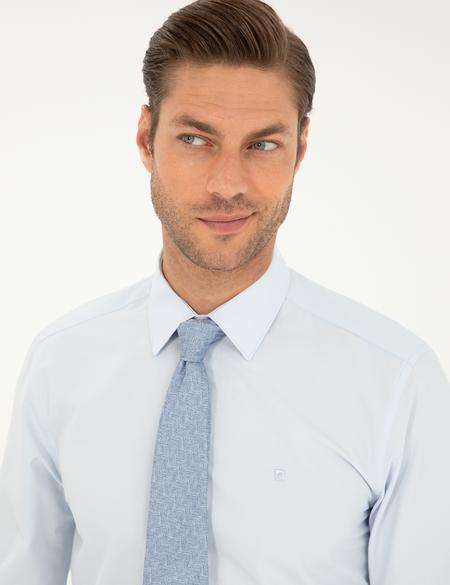 Açık Mavi Slim Fit Uzun Kollu Basic Gömlek - 50292552007