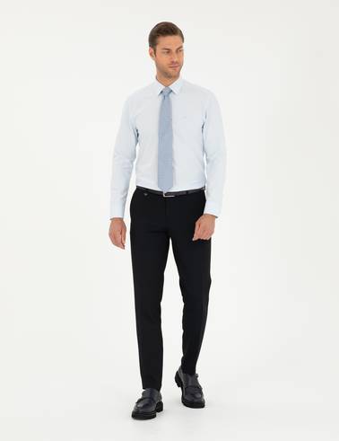 Açık Mavi Slim Fit Uzun Kollu Basic Gömlek