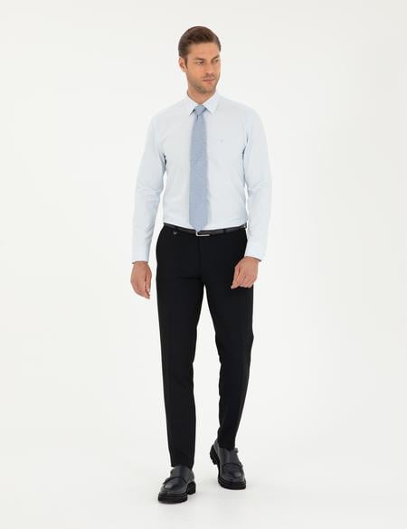 Açık Mavi Slim Fit Uzun Kollu Basic Gömlek - 50292552007