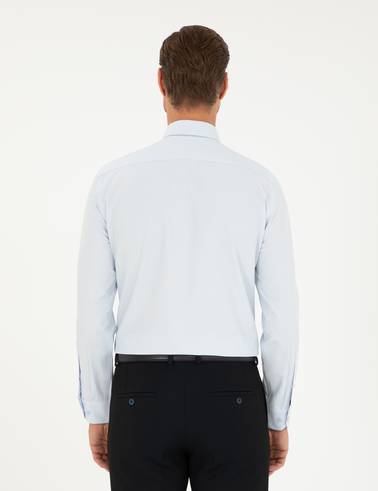 Açık Mavi Slim Fit Uzun Kollu Basic Gömlek
