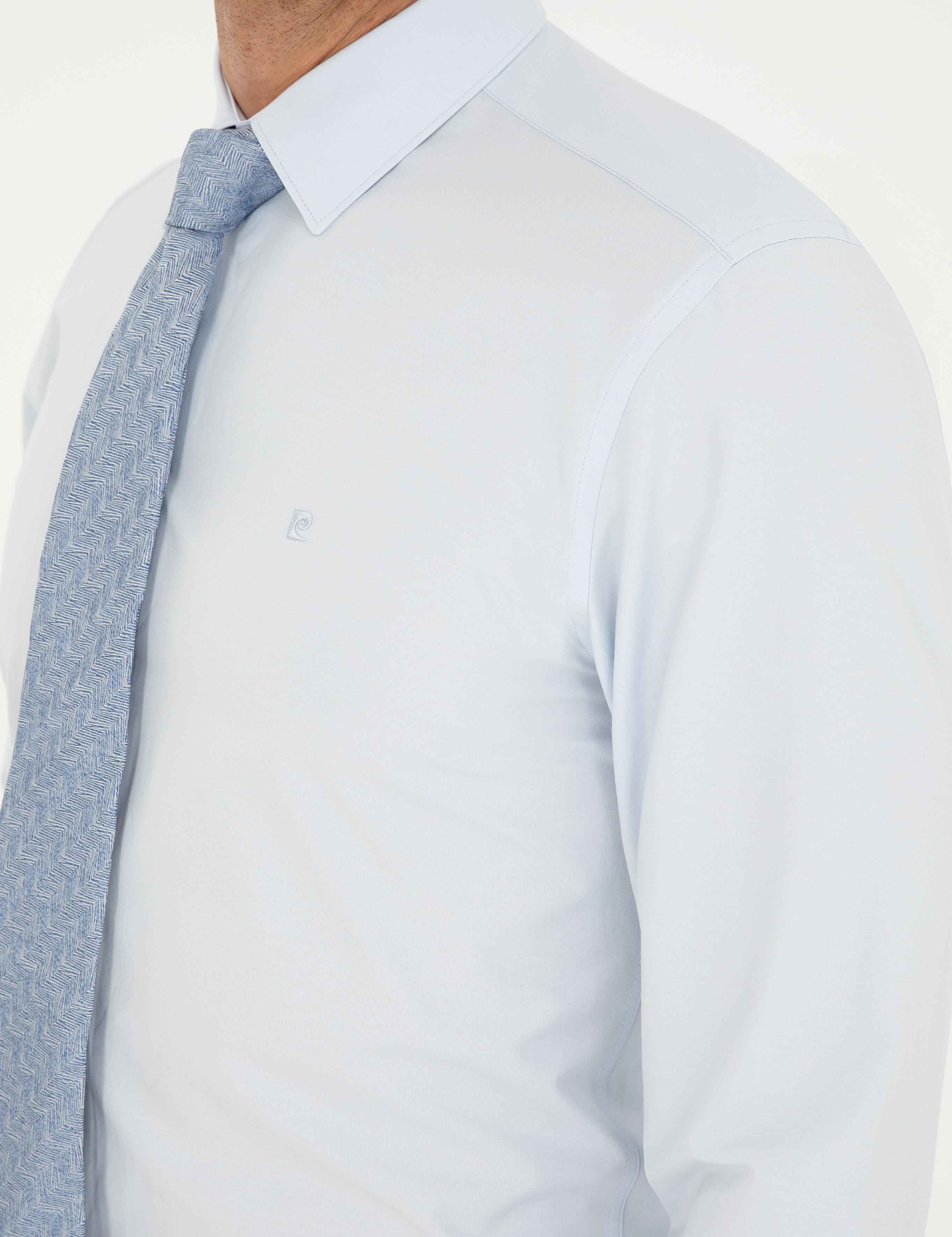 Açık Mavi Slim Fit Uzun Kollu Basic Gömlek