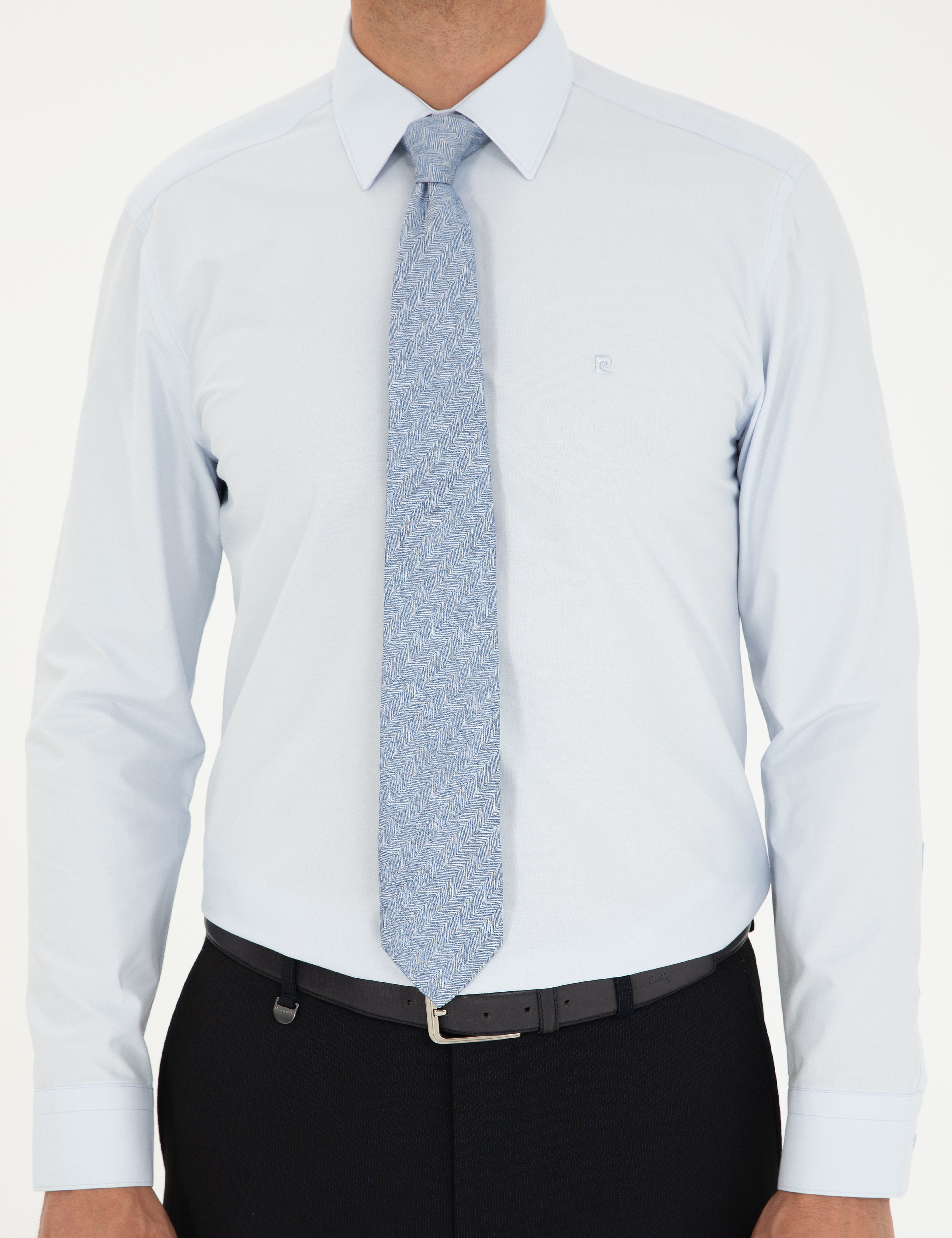 Açık Mavi Slim Fit Uzun Kollu Basic Gömlek