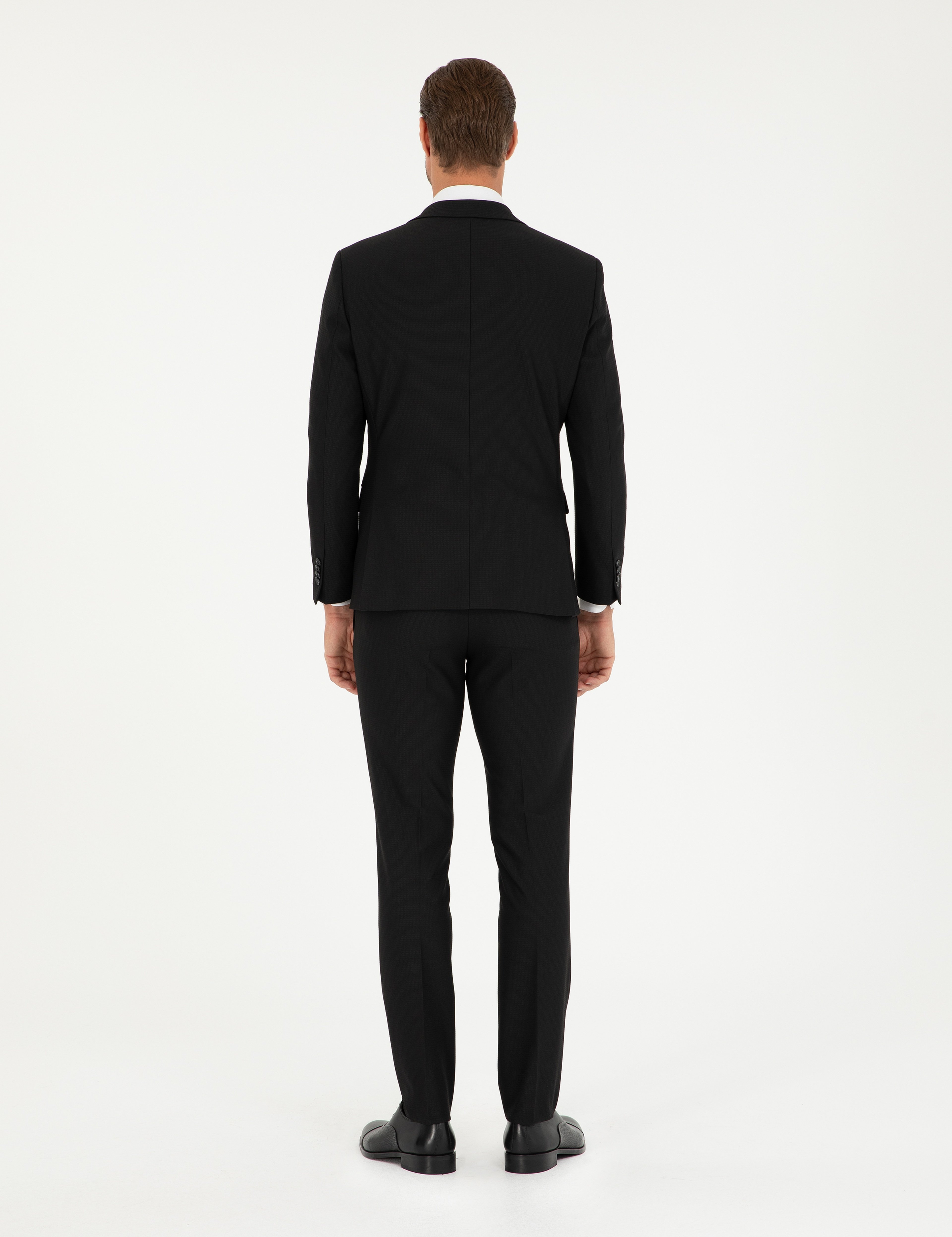 Siyah Slim Fit Yelekli Takım Elbise - Image 6