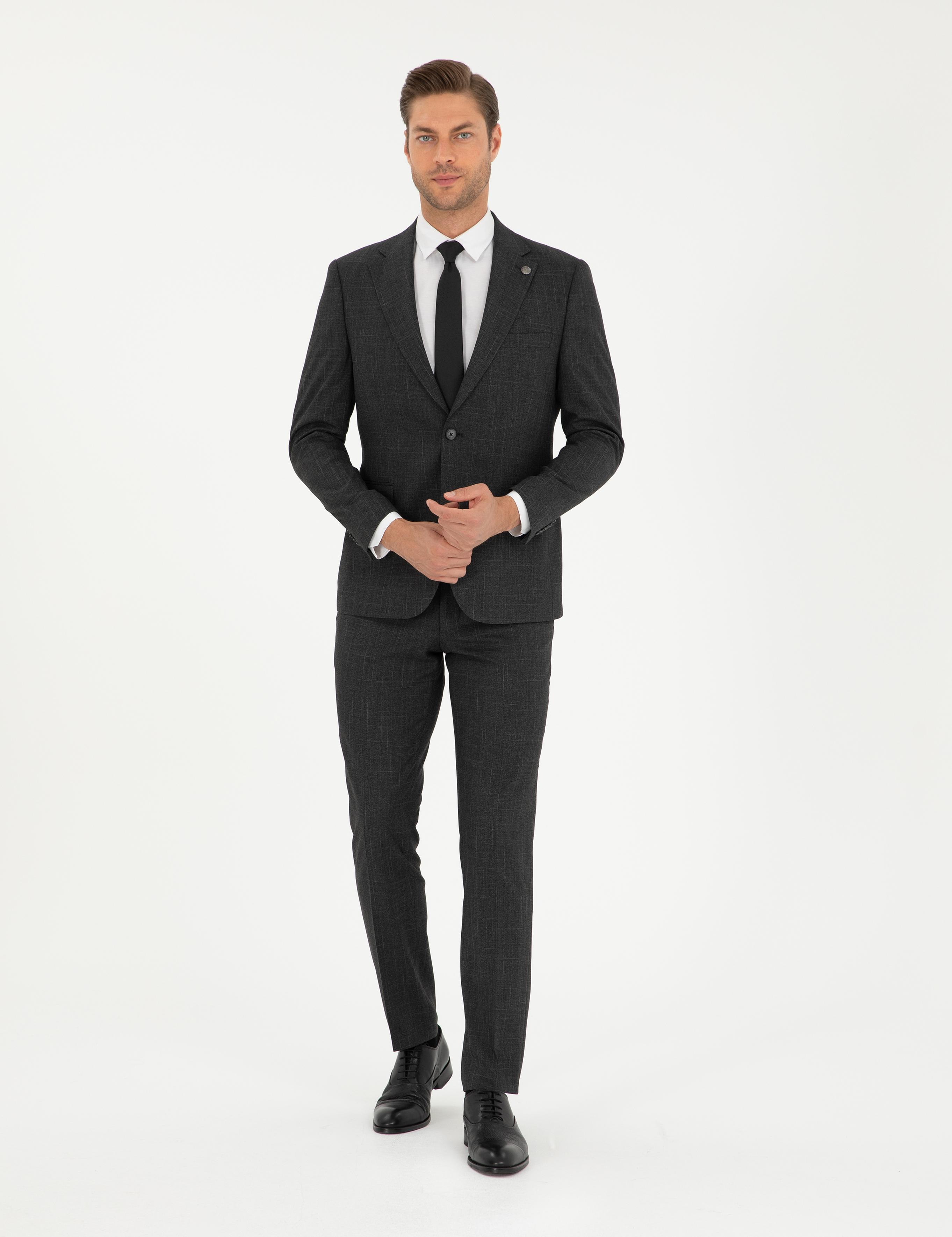 Antrasit Slim Fit Takım Elbise