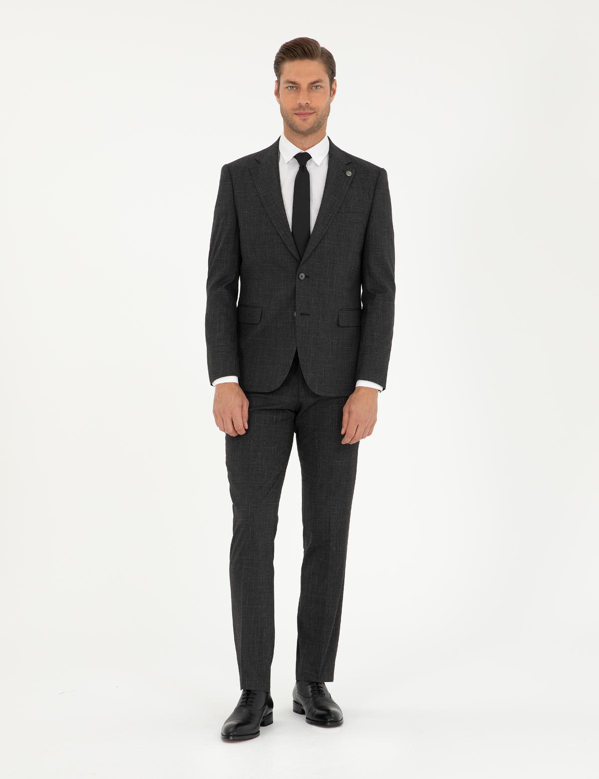 Antrasit Slim Fit Takım Elbise