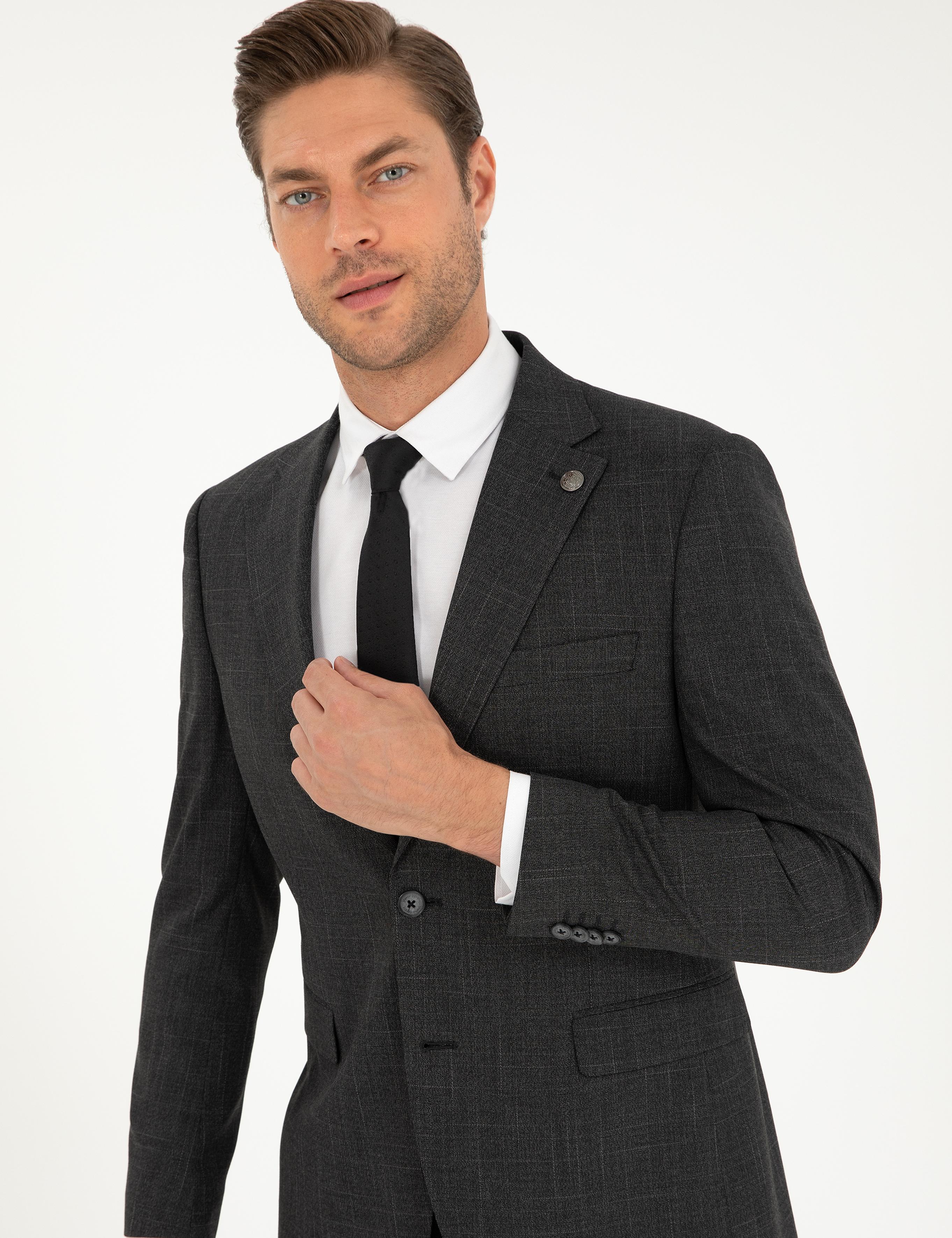 Antrasit Slim Fit Takım Elbise