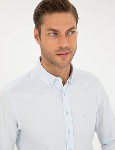Açık Mavi Slim Fit Uzun Kollu Gömlek