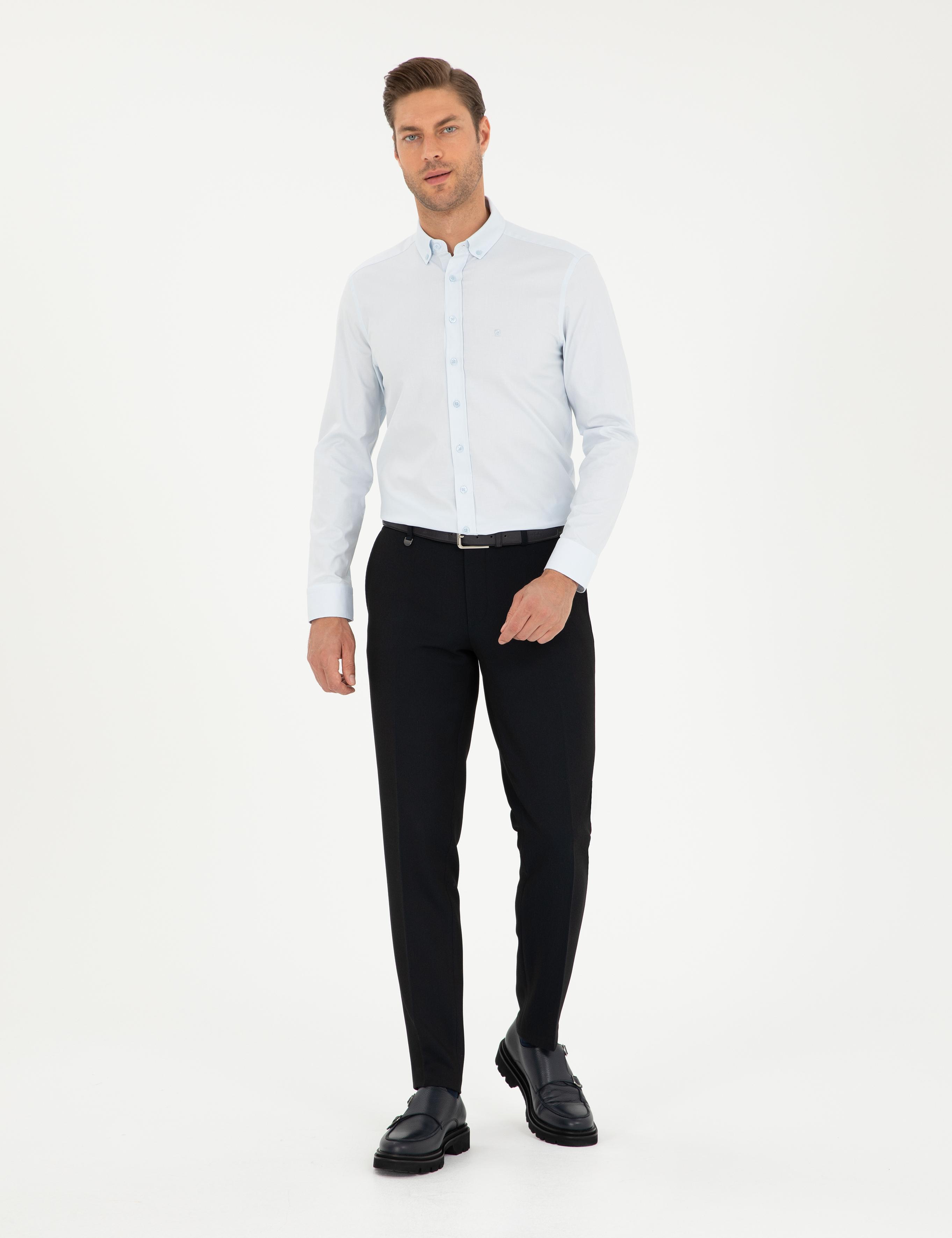 Açık Mavi Slim Fit Uzun Kollu Gömlek