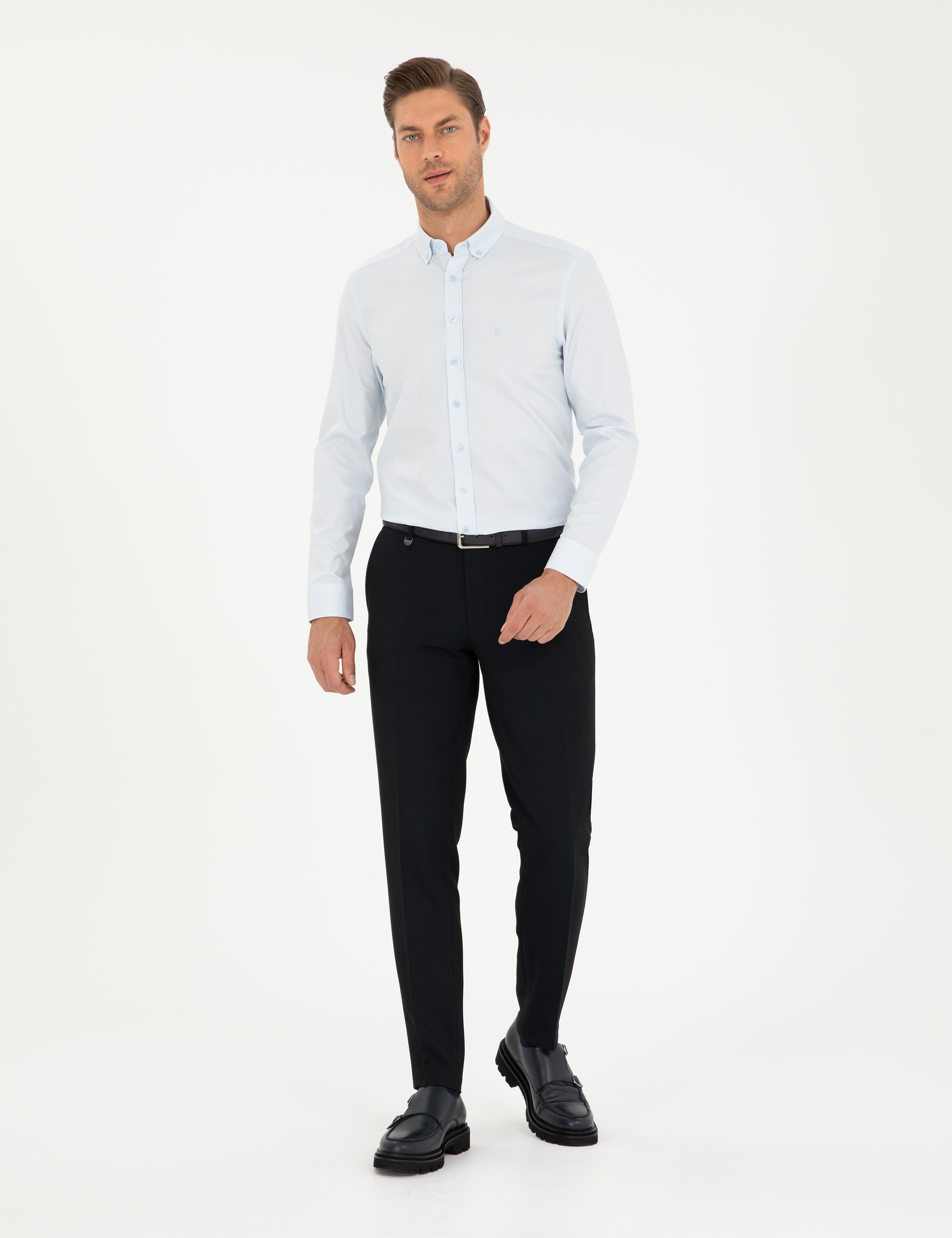 Açık Mavi Slim Fit Uzun Kollu Gömlek