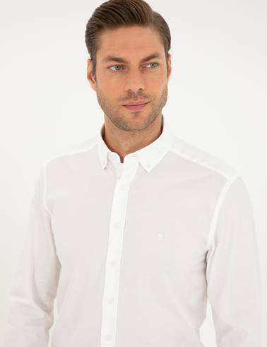 Beyaz Slim Fit Uzun Kollu Gömlek