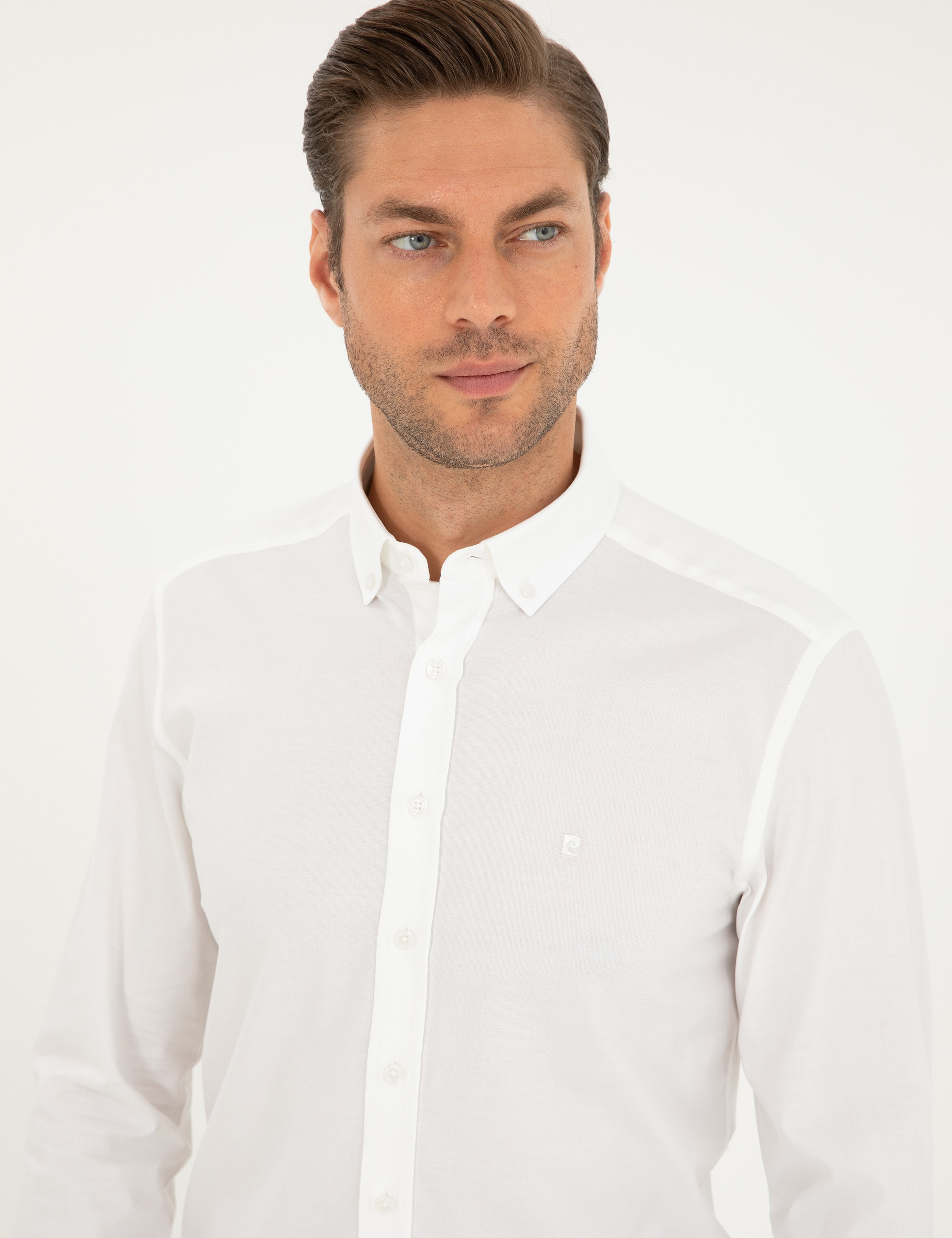 Beyaz Slim Fit Uzun Kollu Gömlek - Image 2