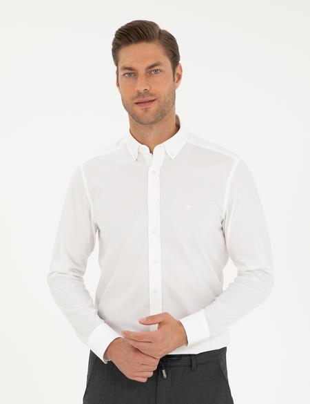 Beyaz Slim Fit Uzun Kollu Gömlek - 50295909007