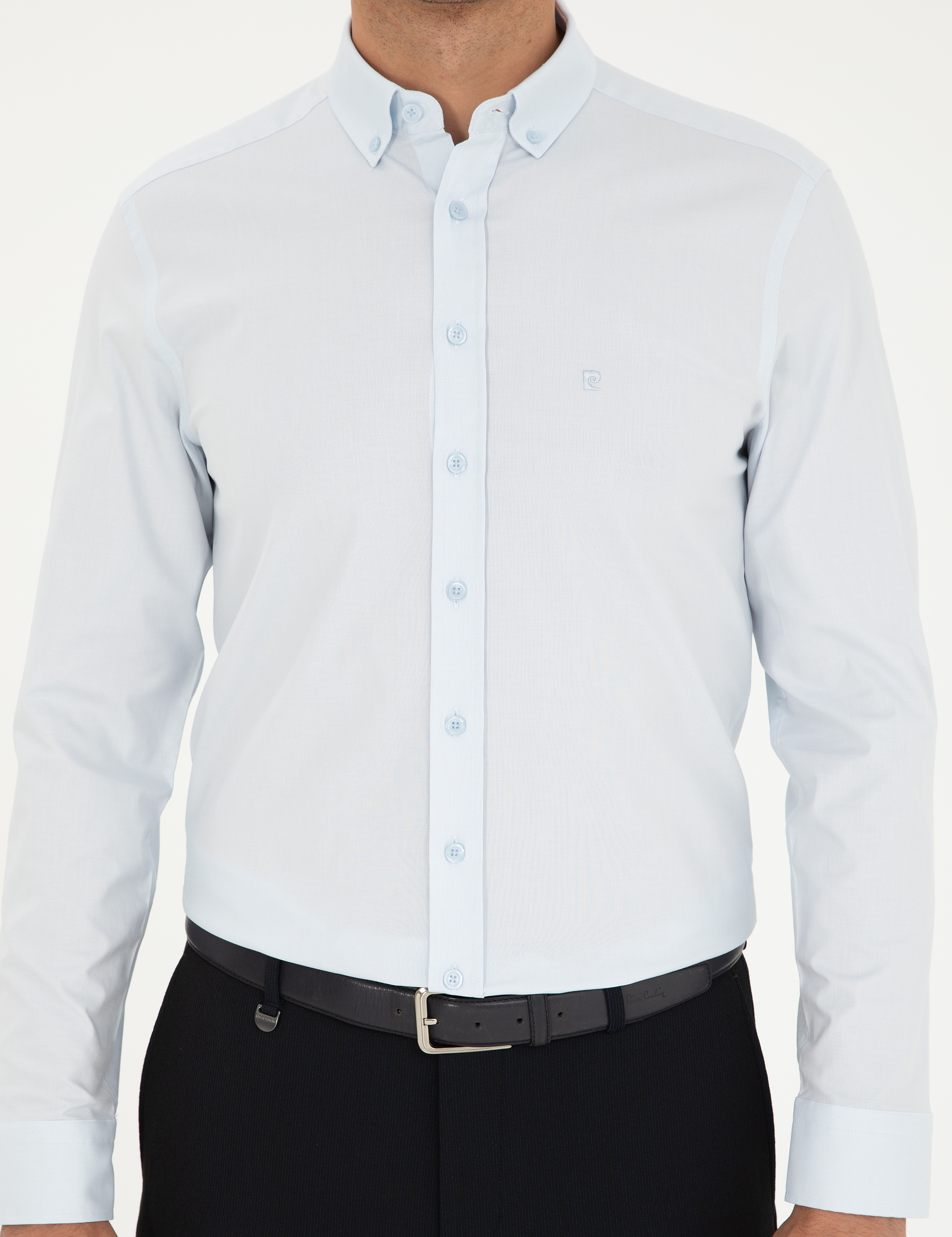 Açık Mavi Slim Fit Uzun Kollu Gömlek - Image 6