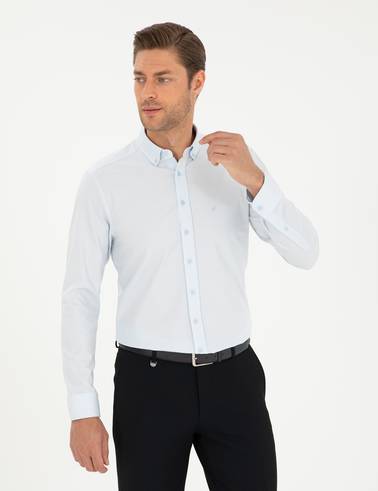 Açık Mavi Slim Fit Uzun Kollu Gömlek