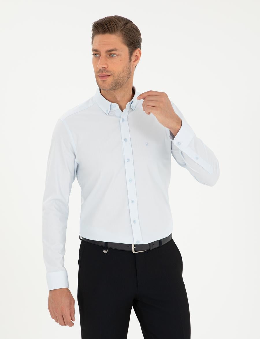 Açık Mavi Slim Fit Uzun Kollu Gömlek