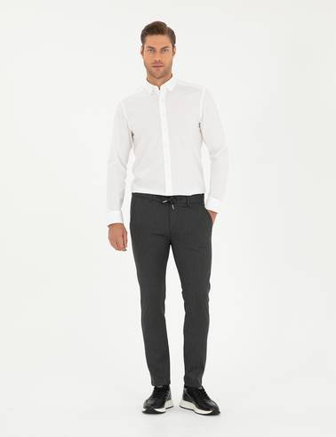 Beyaz Slim Fit Uzun Kollu Gömlek
